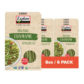 Explore Cuisine Organic Edamame Spaghetti - Pack of 6 (8 oz) - Easy-to-Make Gluten Free Pasta - High in Plant Protein & Fiber - Vegan, Keto Friendly, Non- GMO - 24 Total Servings
