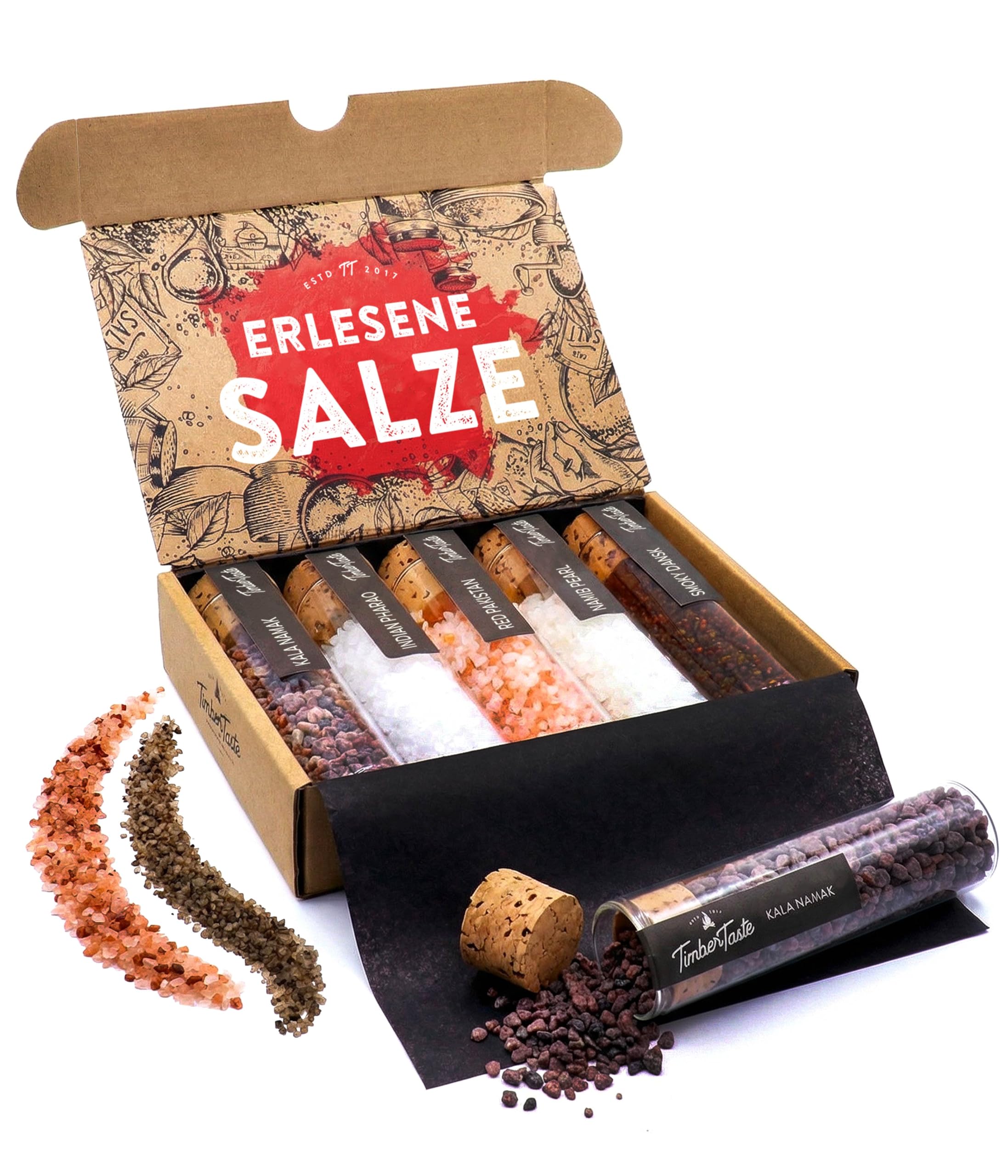 TIMBER TASTE® Grillgewürze Geschenkset - 5 premium BBQ Gewürze Rubs & Marinaden in edler Geschenkbox | Geschenke für Männer | Vatertag Geschenk | Gewürze Geschenkset ideal zum Grillen Geschenk Set