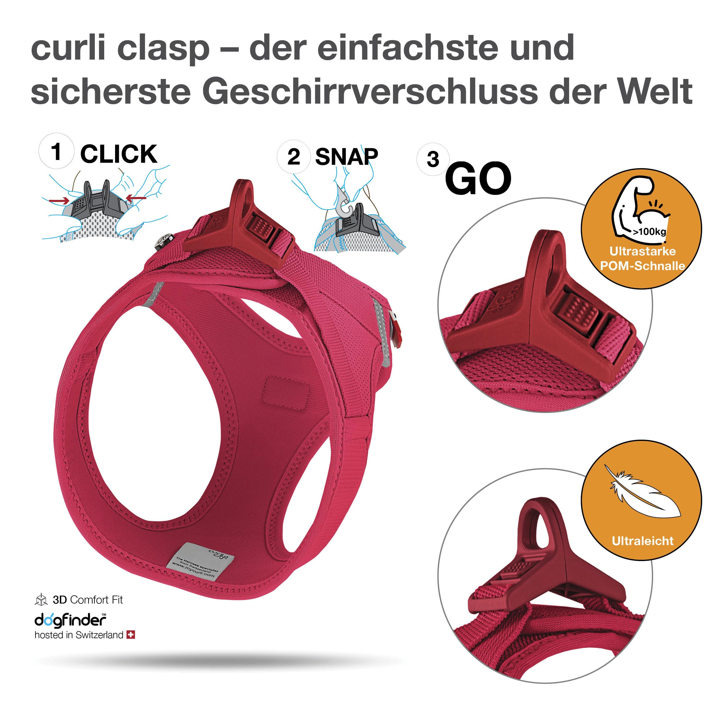 Vest Harness curli Clasp Air-Mesh Black S