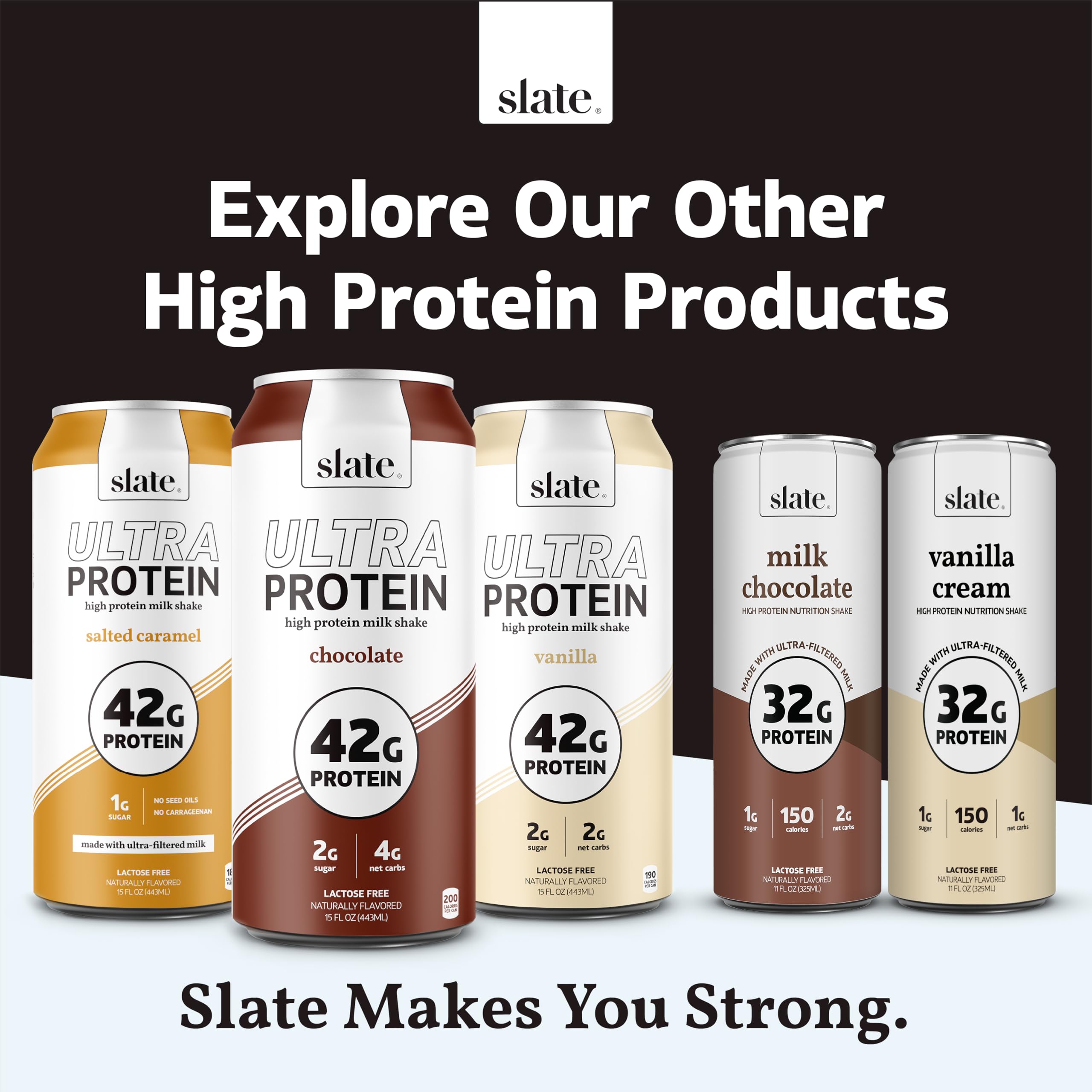 Slate Milk - High Protein Milkshake - French Vanilla - Lactose-Free, 20g Protein, 1g Sugar, 100 Calories, 1g Net Carbs, No Added Sugar - Natural, Breakfast Boost, Post Workout - 11 fl oz, 12 Cans