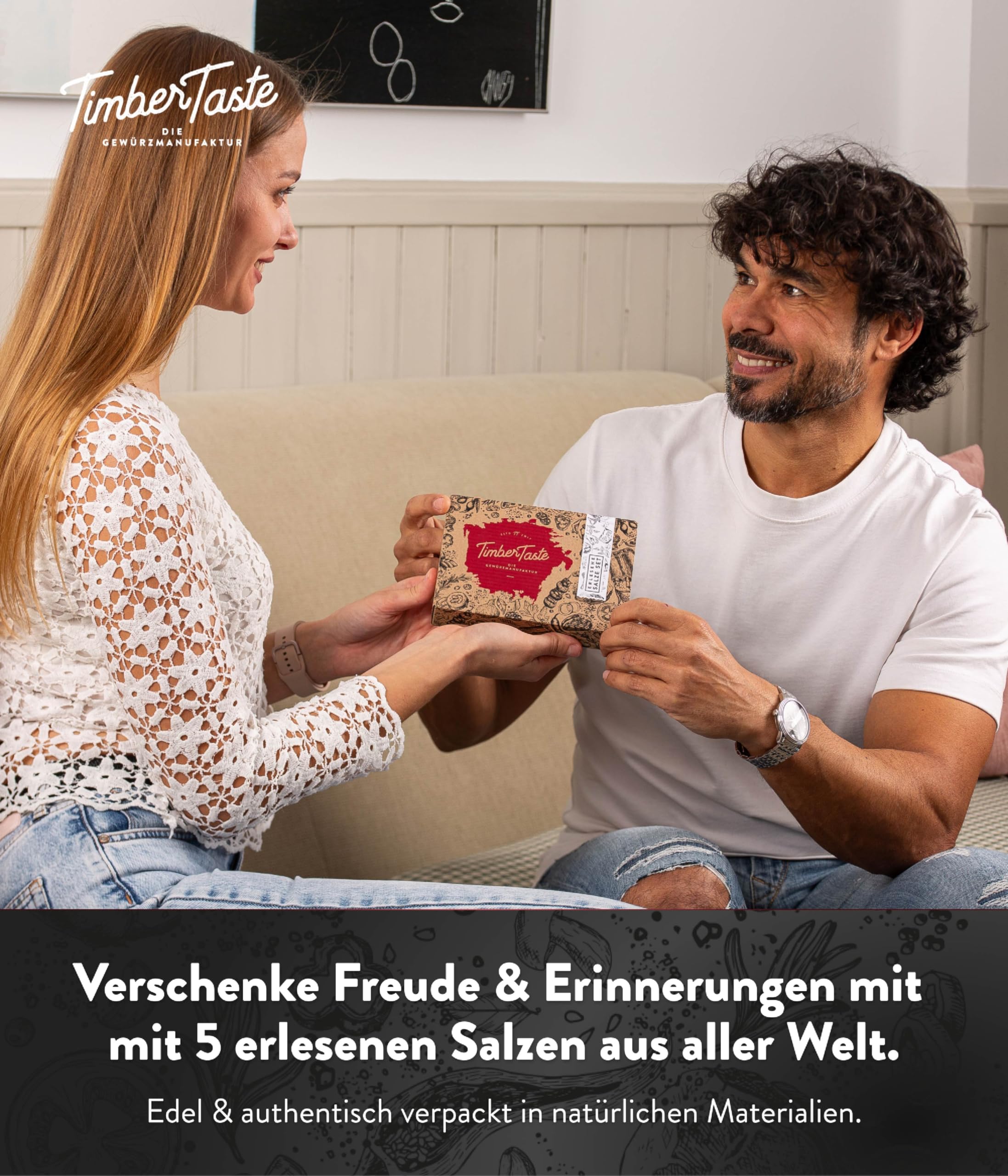 TIMBER TASTE® Grillgewürze Geschenkset - 5 premium BBQ Gewürze Rubs & Marinaden in edler Geschenkbox | Geschenke für Männer | Vatertag Geschenk | Gewürze Geschenkset ideal zum Grillen Geschenk Set