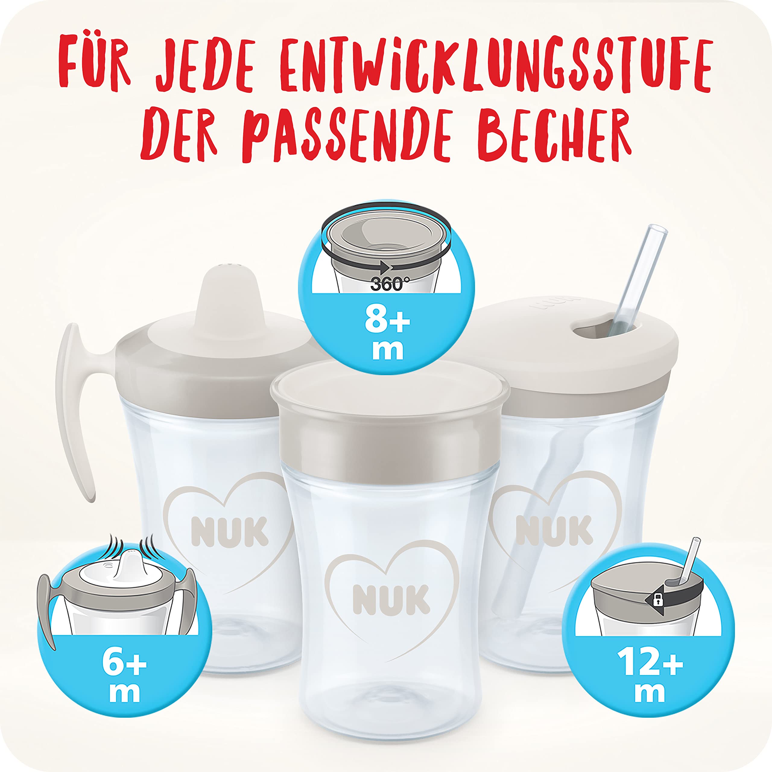 NUK Magic Cup Trinklernbecher | 8+ Monate | 230 ml | auslaufsicherer 360°-Trinkrand | BPA-frei | blauer Igel