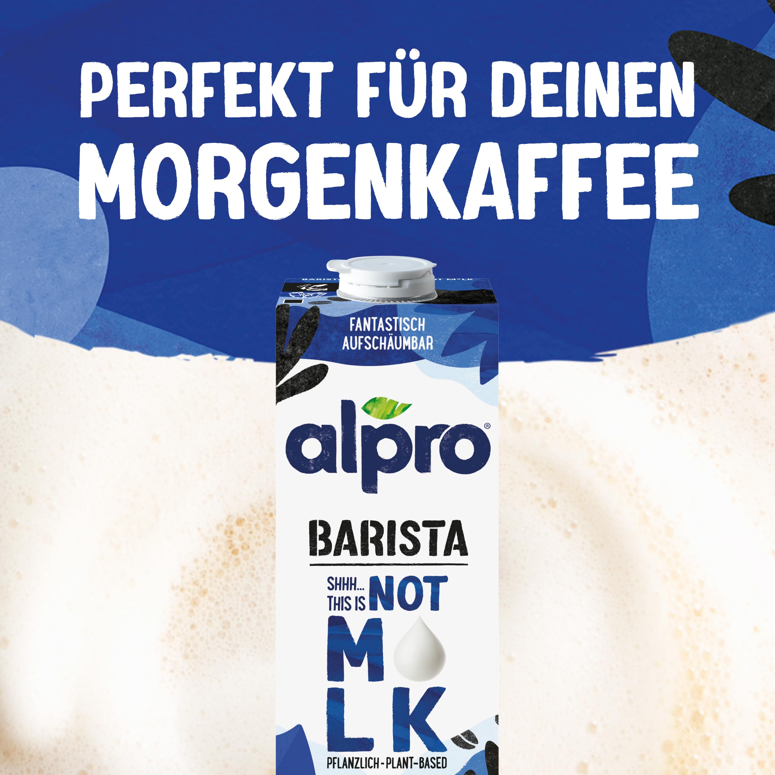 Alpro Barista Kokos – Zum Aufschäumen – 100 Prozent pflanzlich, vegan und milchfrei – Von Natur aus laktosefrei – Reich an Calcium und Vitaminen – 8 x 1 L