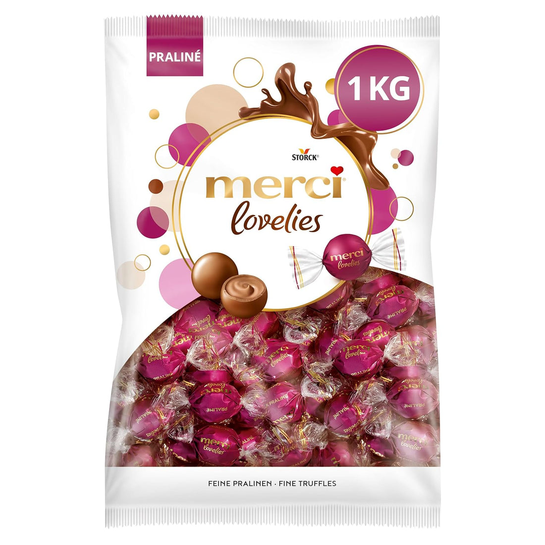 merci lovelies Classic – 1 x 185 g – Pralinen-Schachtel mit 5 gefüllten Schokoladen-Spezialitäten – Schokokugeln zum Teilen & Verschenken