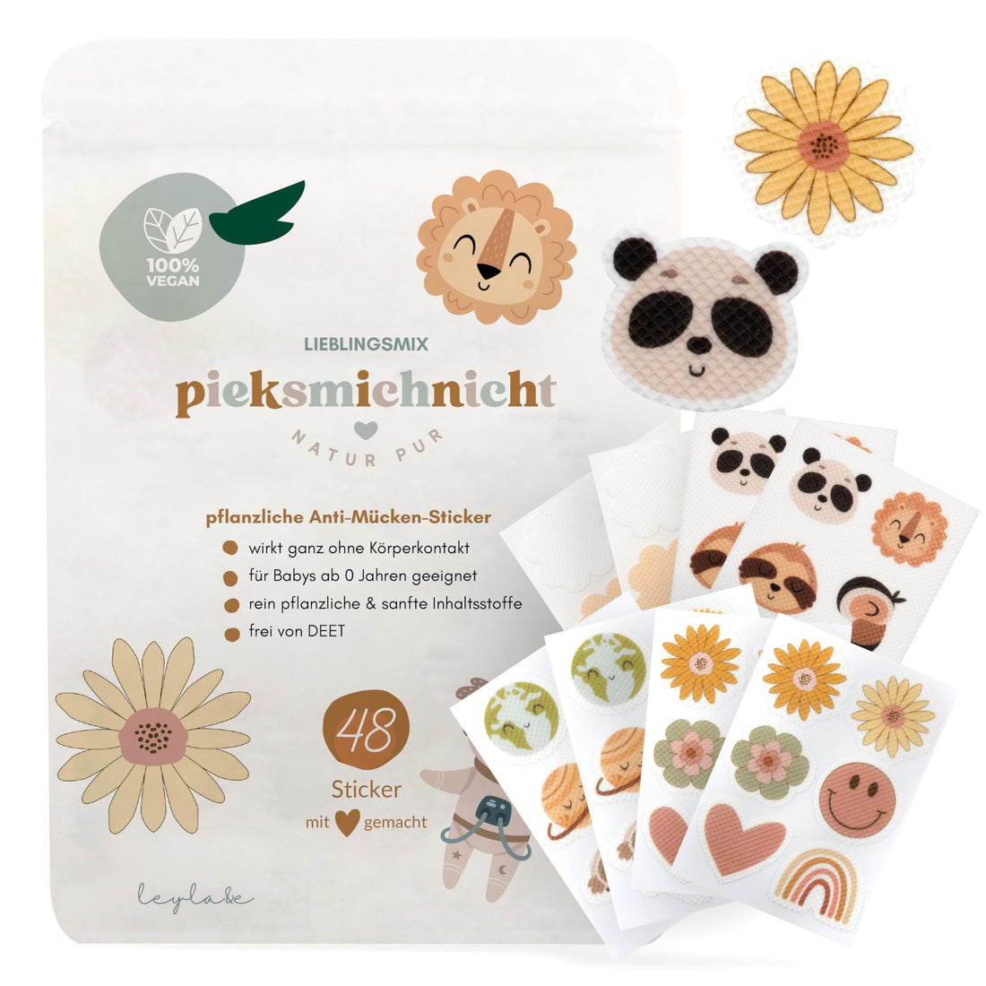 Pflanzliche Anti-Mücken-Aufkleber für Babys und Kinder Mückenschutz Insektenschutz Mückensticker Patches Pflaster DEET frei (Cool Kids Club)