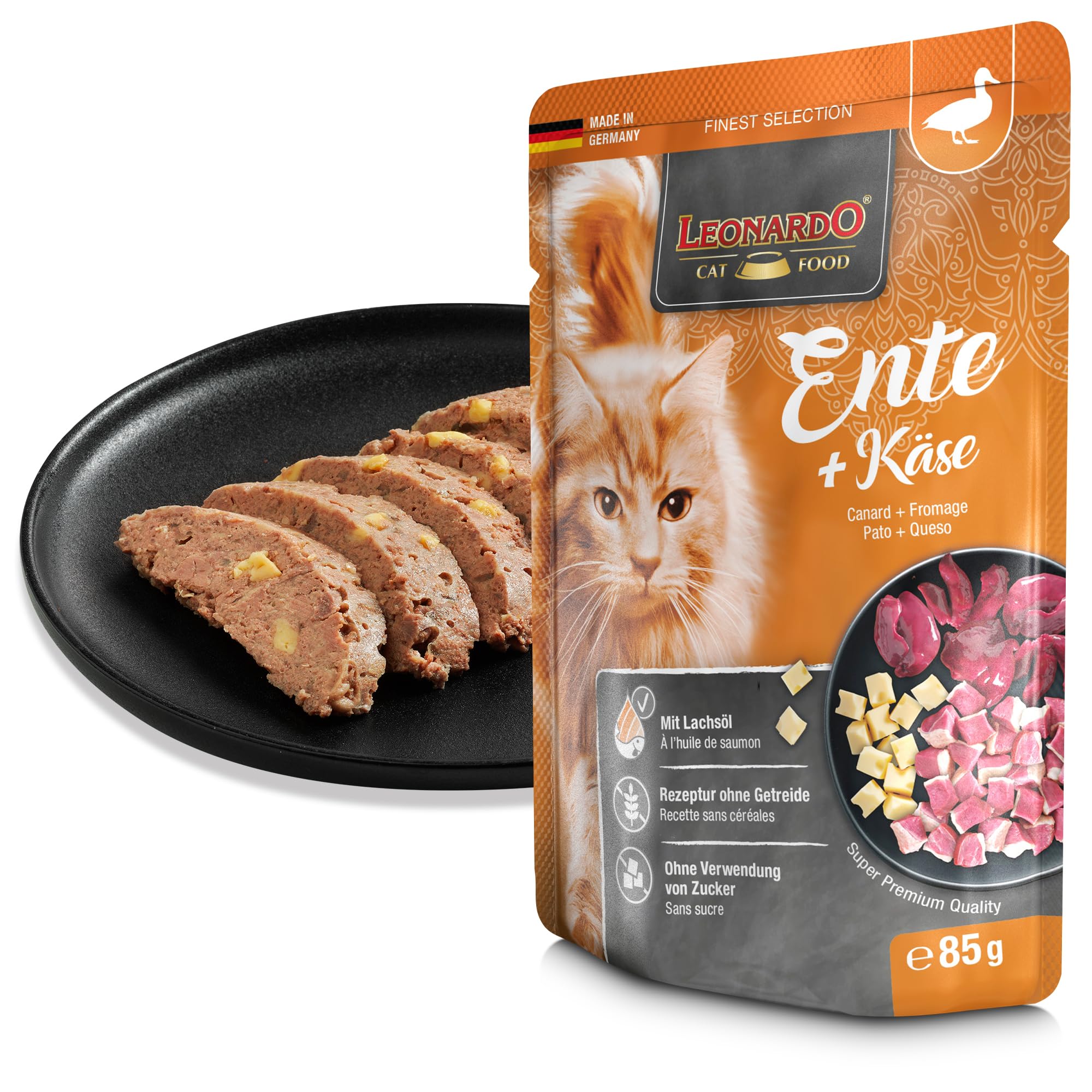 LEONARDO Frischebeutel [16x85g Kaninchen + Cranberries] | Getreidefreies Nassfutter für Katzen | Feuchtfutter Alleinfutter im Einzelportionsbeutel