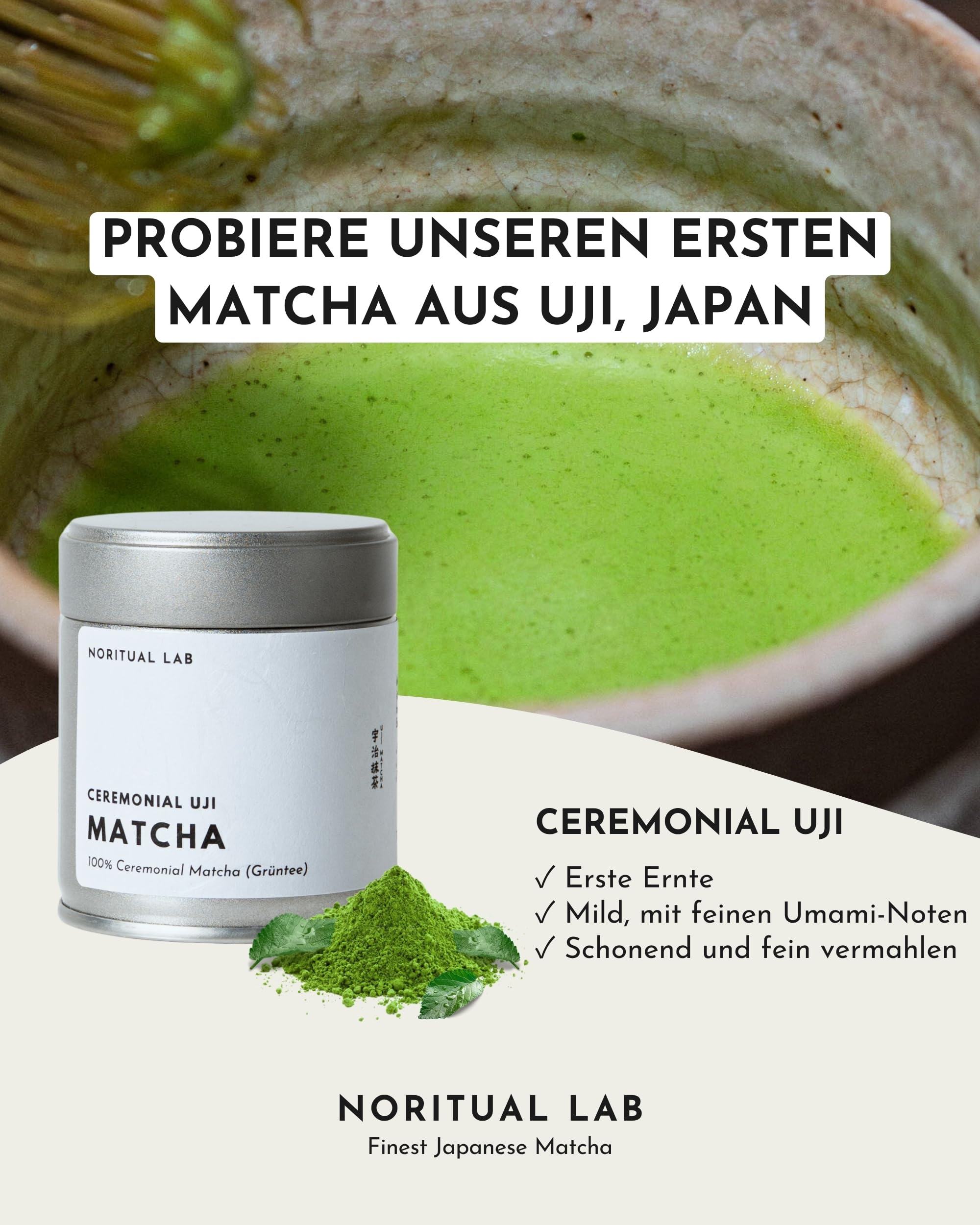 Ceremonial Matcha - Reines Matcha Pulver aus Japan - Ceremonial Grade - Original Matcha Grüntee - Erste Ernte - 100% Natürlich und Laborgeprüft
