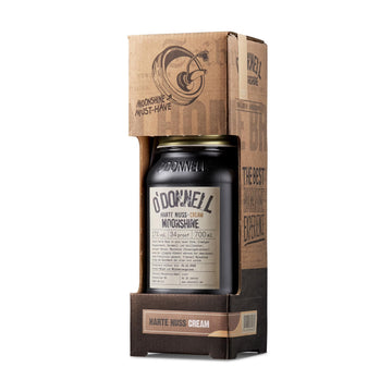 O'Donnell Moonshine Haselnusslikör Harte Nuss Geschenkset (+ Ausgießer) – Nuss Likör mit Whiskey & Karamell Geschmak (700ml) in Original Mason Jar – 25% Premium Spirituose Made in Berlin
