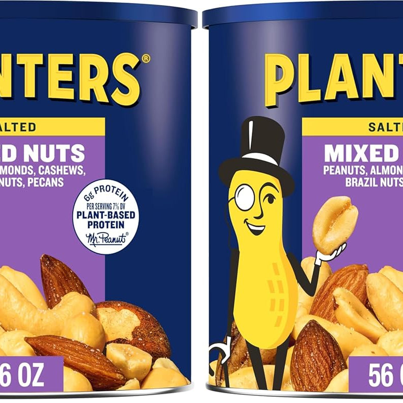 PLANTERS Deluxe Mixed Nuts with Sea Salt, 27 oz Resealable Container - Variety Mixed Nuts Snacks with Cashews, Almonds, Pecans, Pistachios & Hazelnuts - Energy Boost - Kosher