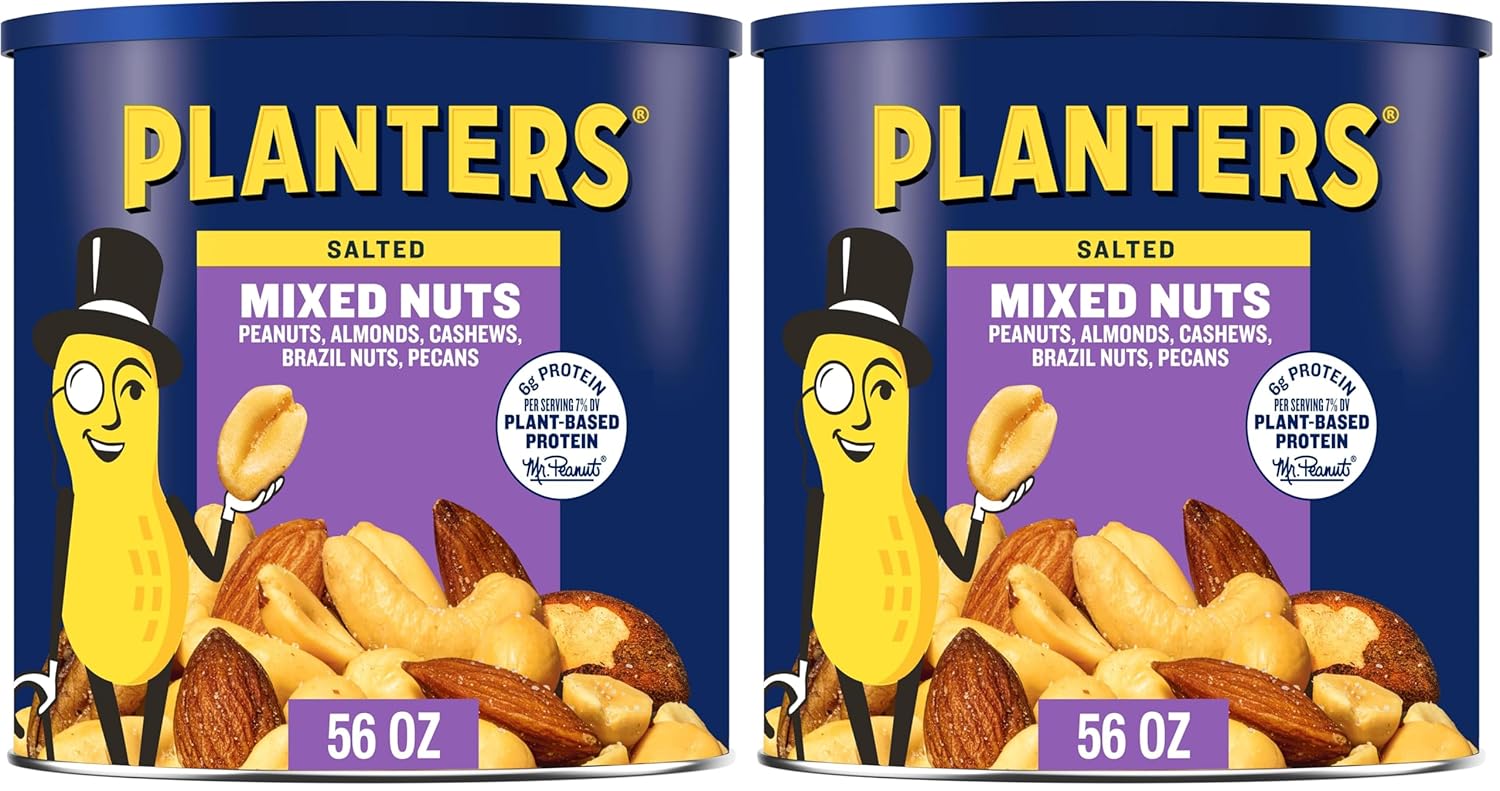 PLANTERS Deluxe Mixed Nuts with Sea Salt, 27 oz Resealable Container - Variety Mixed Nuts Snacks with Cashews, Almonds, Pecans, Pistachios & Hazelnuts - Energy Boost - Kosher