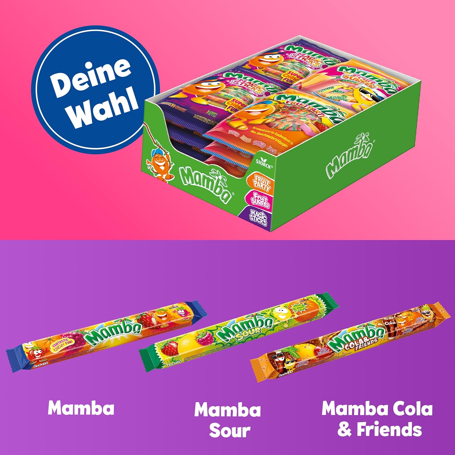 Mamba Beach Mix – 1 x 160g – Fruchtige Kaubonbons mit Mamba Beach Surfer, Mamba Beach Sticks & Mamba Beach Bites – Fruchtgummi Mix einzeln verpackt