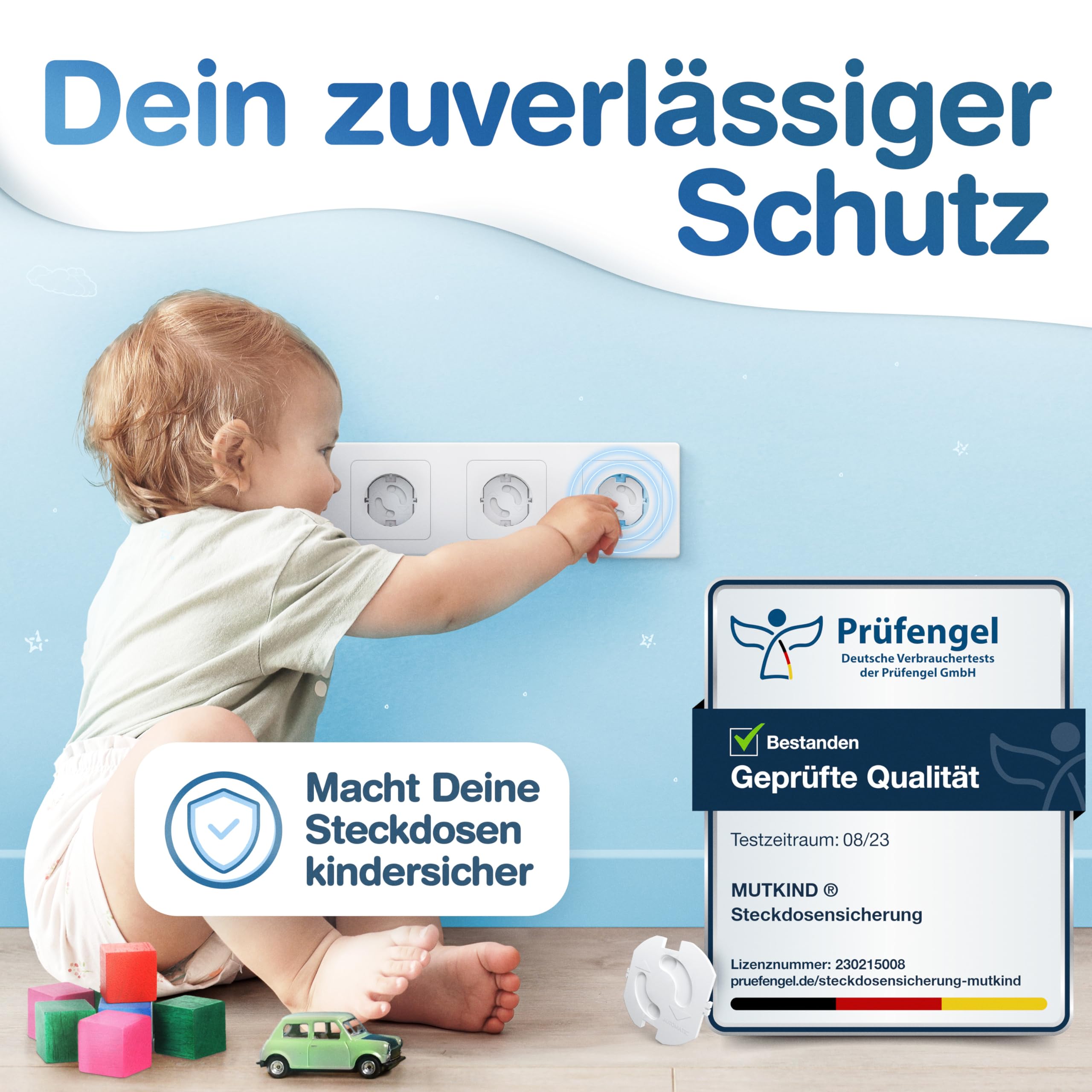 MUTKIND® 25x Steckdosen Kindersicherung - (Mit Kleber von TESA) Steckdosenschutz Kindersicherung mit Drehmechanik - Kindersicherung Steckdose - Steckdosensicherung Baby
