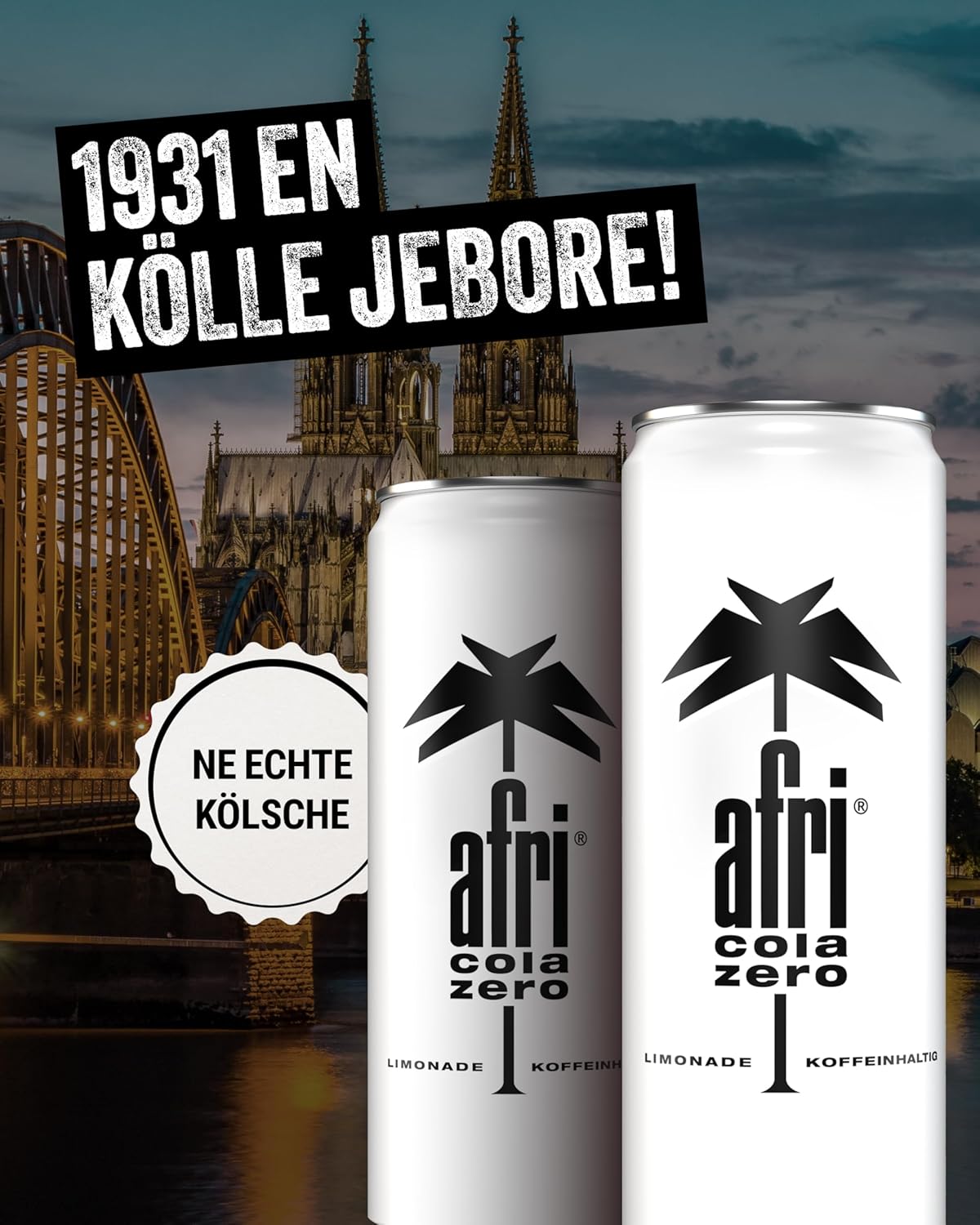 afri cola Zero – Cola-Drink kalorienfrei 24 x 330 ml in der Dose – Kultgetränk ohne Zucker mit vollem afri-Geschmack – Koffeinhaltige Cola-Limonade mit Süßungsmitteln in praktischen Getränkedosen