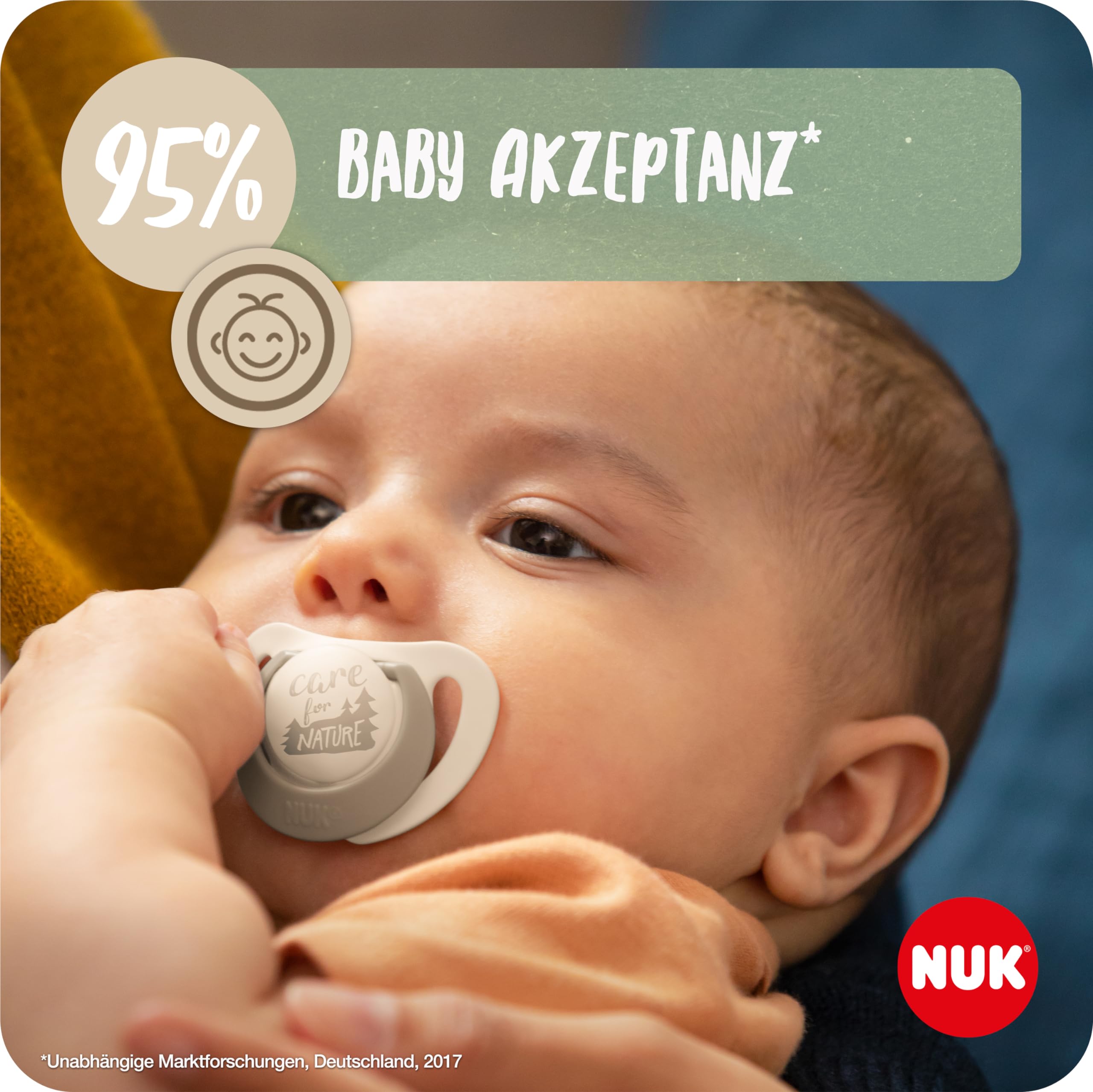 NUK for Nature Babyschnuller | 0-6 Monate | Nachhaltige Gummischnuller | Über 98 % natürliche Rohstoffe | Eukalyptusgrün | 2 Stück