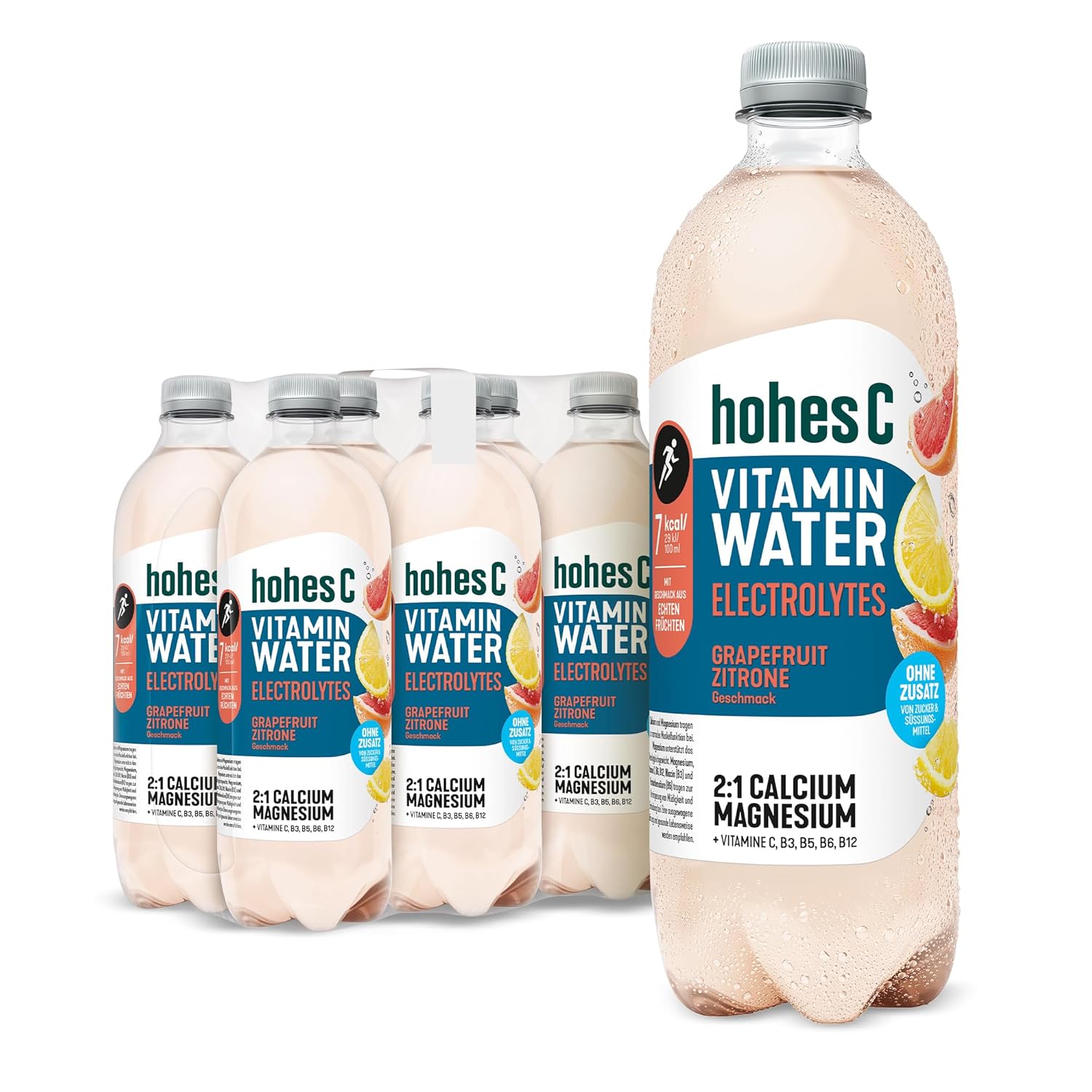 hohes C Vitamin Water Protect Limette & Ingwer (6 x 750ml), für dein Immunsystem: Vitamin C, D, E + Zink, gegen oxidativen Stress, nur 6kcal/100ml, ohne Zuckerzusatz & Süßungsmittel, vegan
