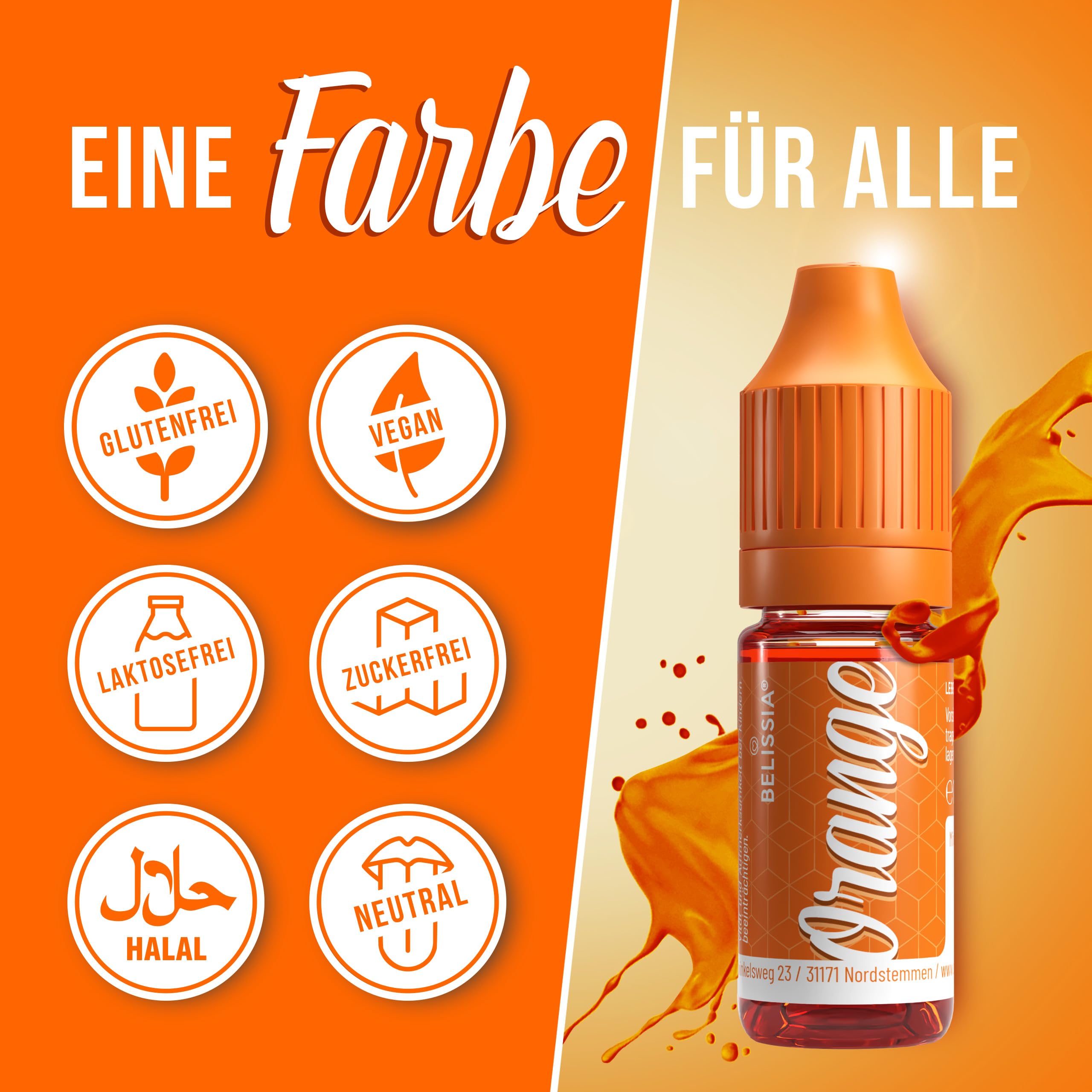 Belissia Lebensmittelfarbe Set – 8x10ml flüssig & hochkonzentriert – Lebensmittelechte Speisefarbe zum Backen, Kochen, Fondant & DIY - vegan, stark färbend, geschmacksneutral