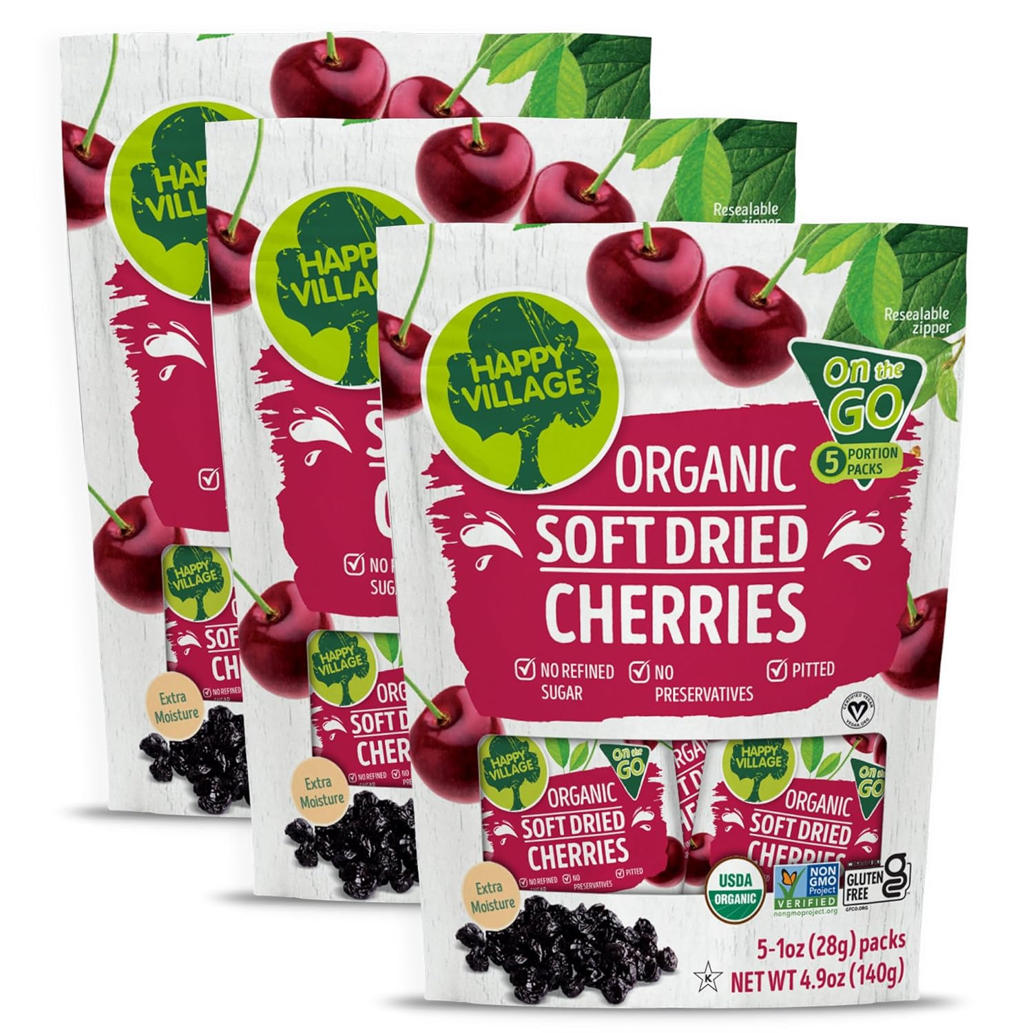 Happy Village Organic Whole Dried Strawberries, 18 OZ Resealable Pack - Soft & Juicy, Kosher, Non-GMO, No Refined Sugar, Apple Juice Infused Dried Strawberry