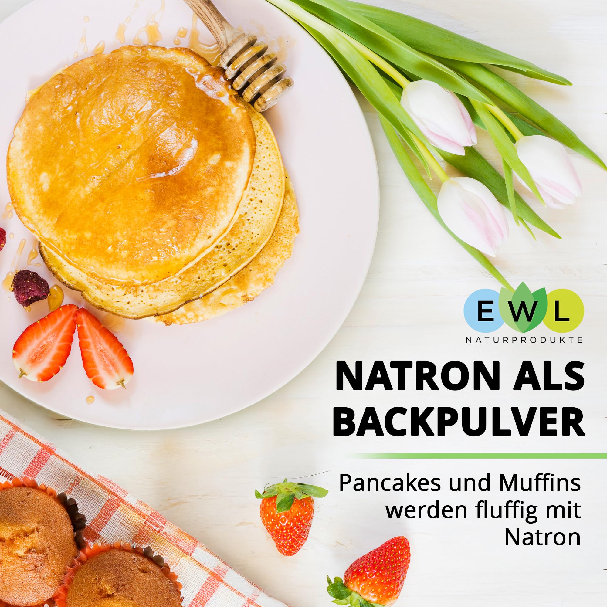EWL Naturprodukte Natron Pulver 900 g, Backing Soda, Natronpulver in hochreiner Lebensmittelqualität, Herstellung und Abfüllung in Deutschland