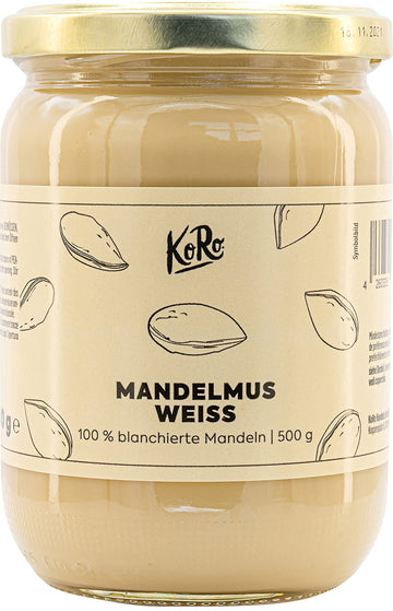 KoRo - Weißes Mandelmus 2 x 500 g - Nussmus ohne Zusatz von Zucker und Palmöl - 100% Mandeln - Unvergleichbar cremig - Vegan - Proteinquelle