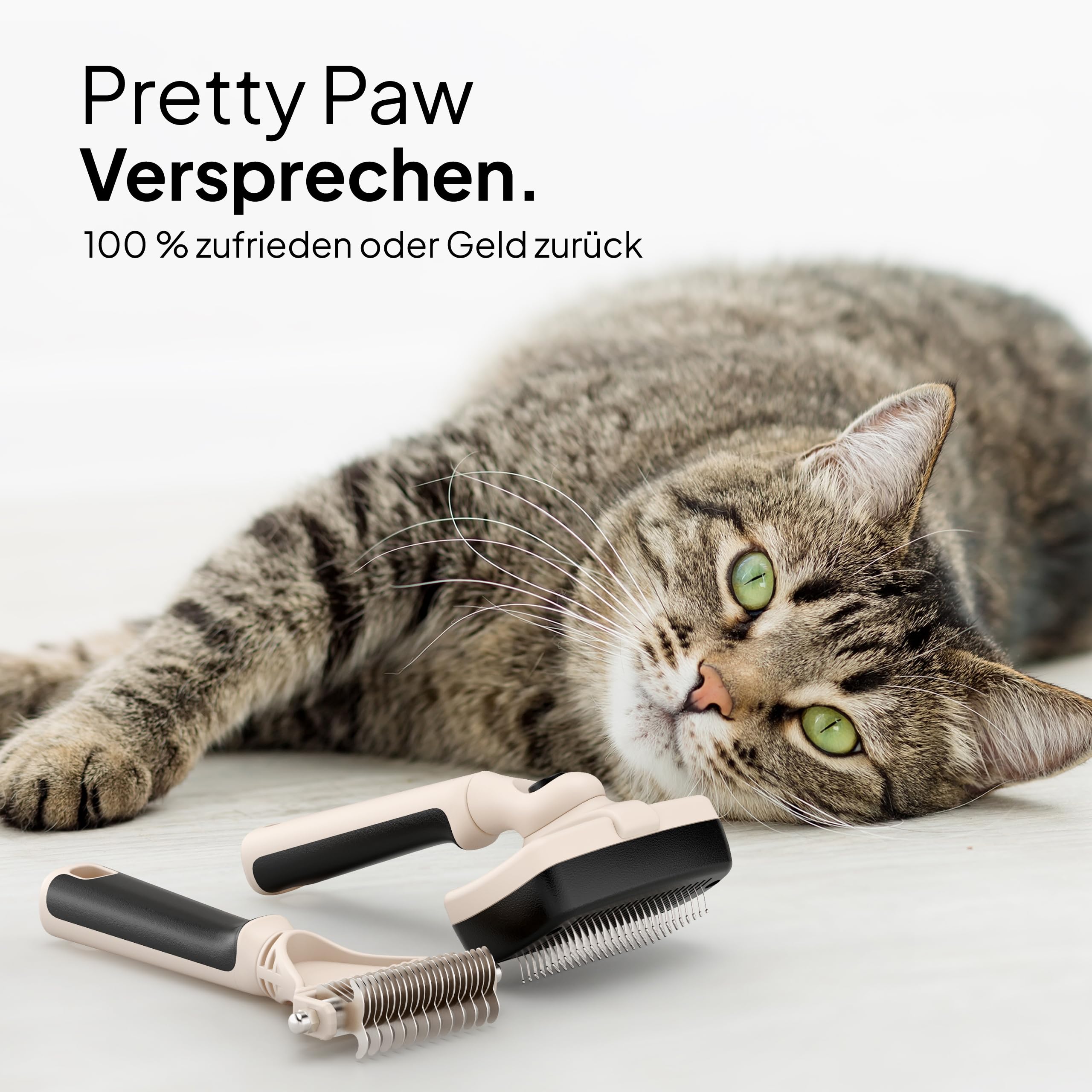 Pretty Paw Katzenbürsten Set mit Zupfbürste & Katzenkamm – Sanfte Fellpflege für Kurzhaar- & Langhaarkatzen, entfernt lose Haare und Unterwolle