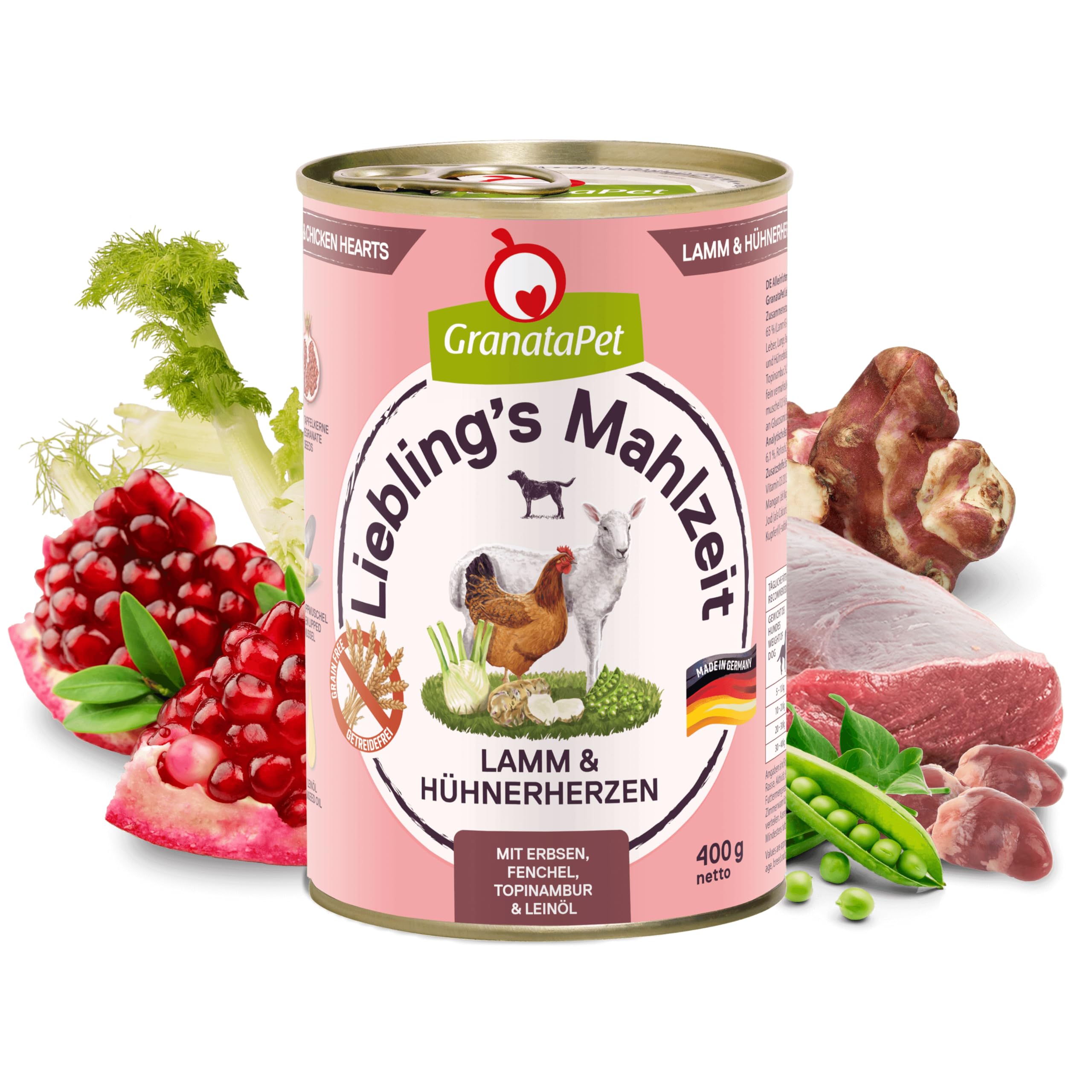 GranataPet Liebling's Mahlzeit Multipack 2, Nassfutter für Hunde im Probierpaket, Alleinfuttermittel ohne Getreide, Hundefutter mit hohem Fleischanteil & hochwertigen Ölen, 6 x 800 g