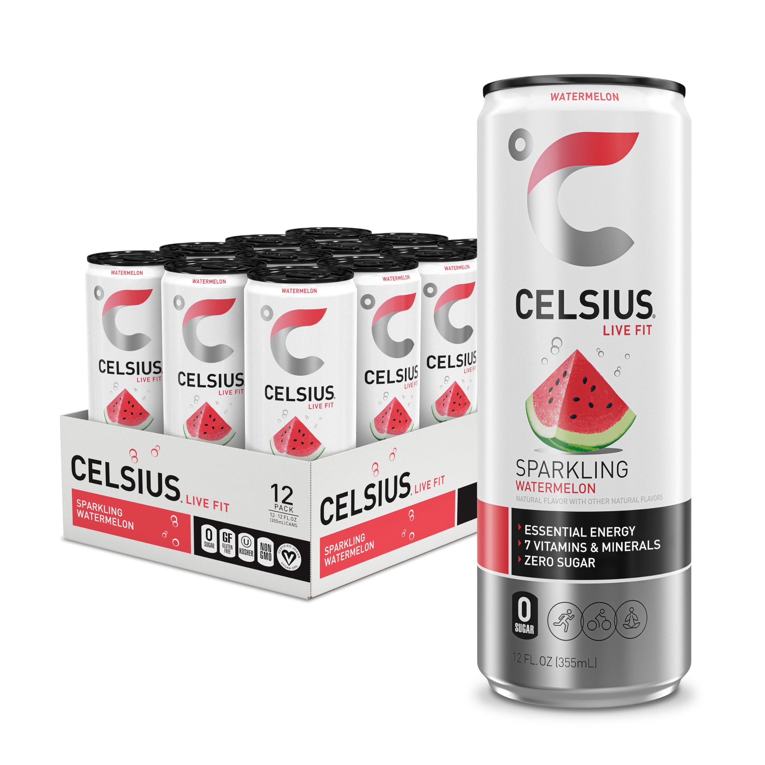CELSIUS Sparkling Kiwi Guava, Functional Essential Energy Drink 12 Fl Oz (Pack of 12)