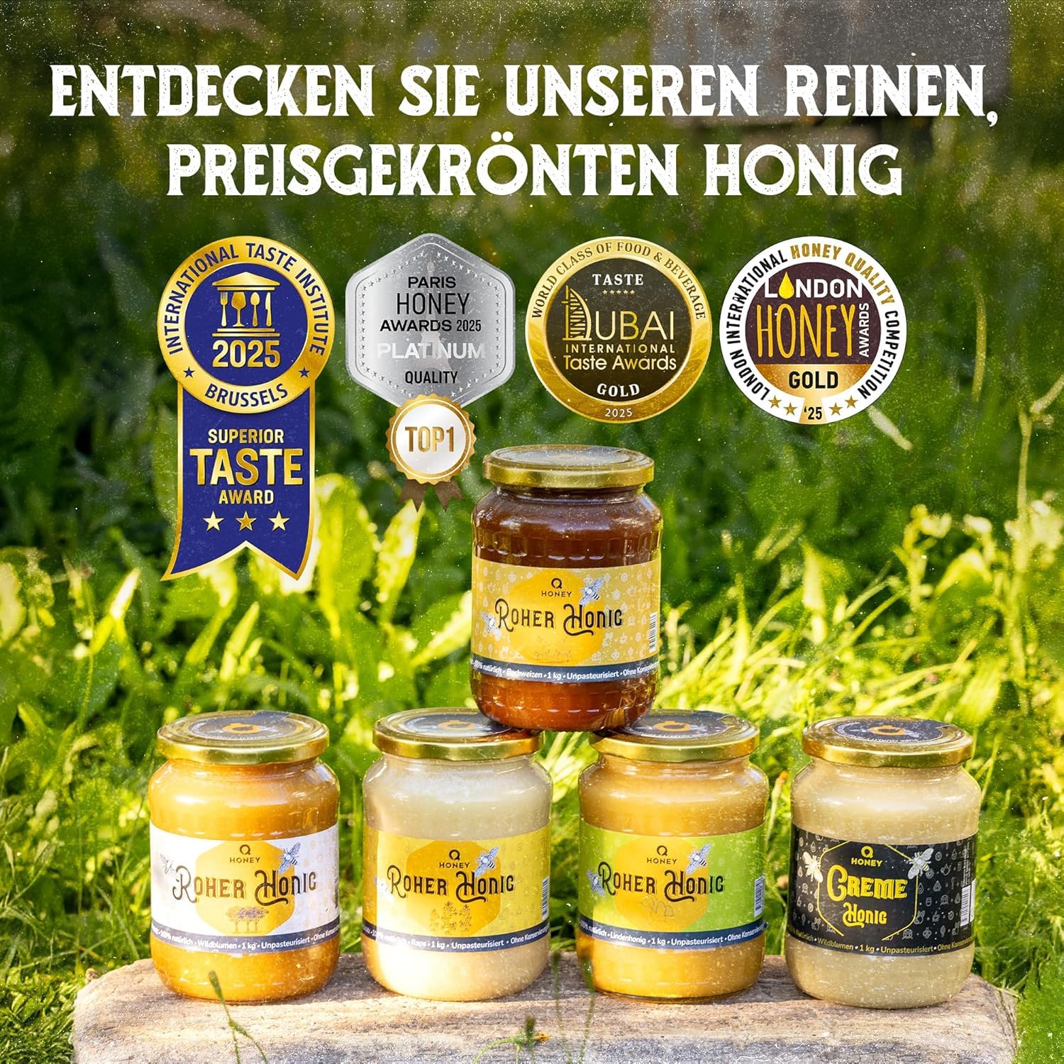 Q Honey – Wildblütenhonig vom Imker, NMR-geprüft, geprüfte Qualität & international anerkannt 2025, 1 kg