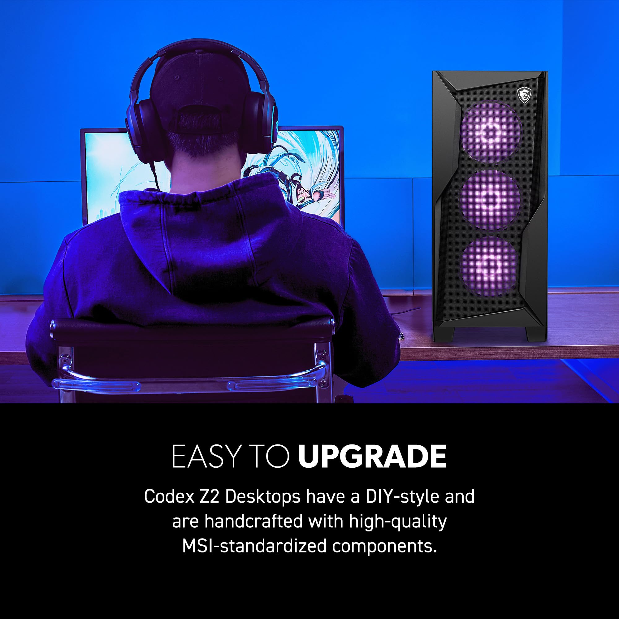 msi Codex Z2 Gaming Desktop: AMD R7-8700F, GeForce RTX 5070, 32GB DDR5, 2TB m.2 NVMe SSD, USB Type-C, VR-Ready, Windows 11 Home : A8NVP-436US