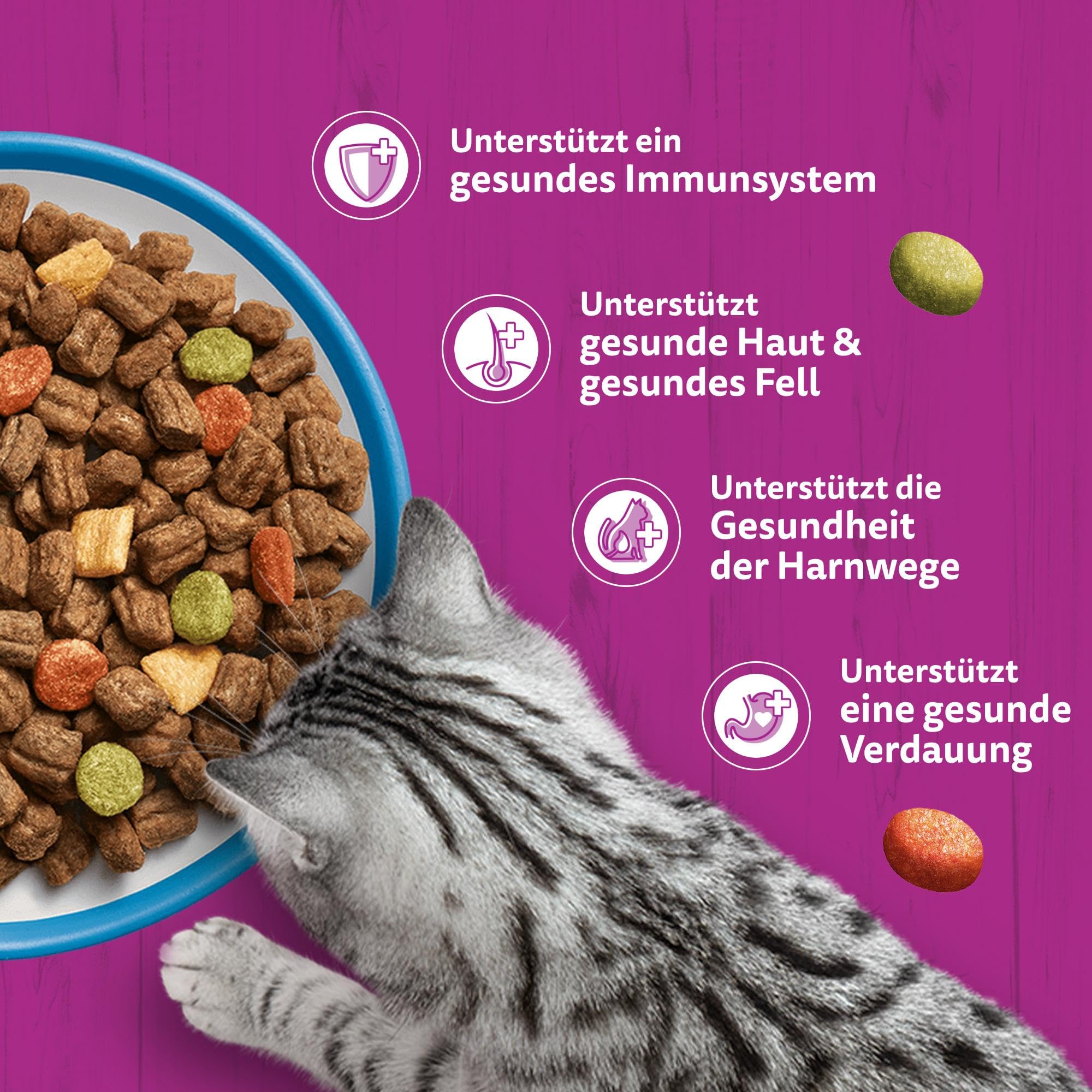 WHISKAS Trockenfutter für ausgewachsene Katzen 7kg mit Huhn