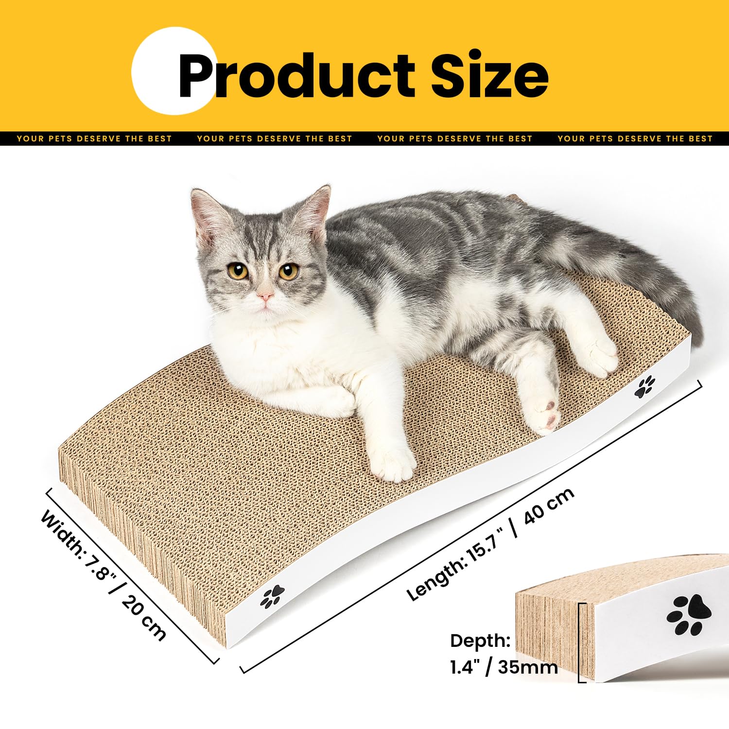 Katzen Kratzbrett aus Pappe – Kratzbretter Katze mit Wellenform, langlebige Kratzmatte als Möbelschutz für Sofa & Ecke, umkehrbare Kratzpappe für Wohnungskatzen (1er-Pack)