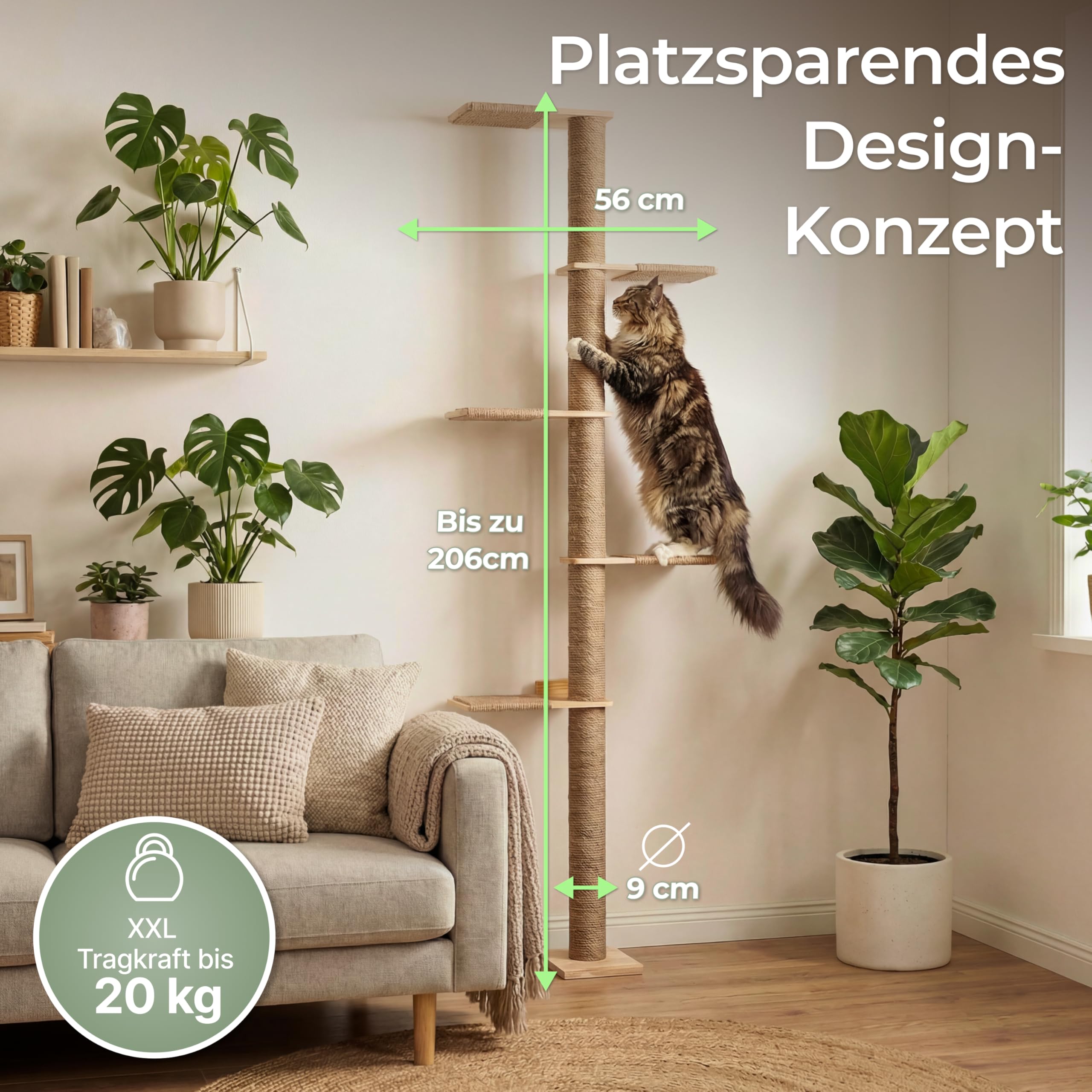 WOOWOOD® 2X Kletterwand Katzen - 3X Katzentreppe Wand [Beste Stabilität] - Kratzbaum Wand, Hängematte Katze, Wandkratzbaum, Katzenmöbel, Katzenwand, Katzen Kletterwand Set (5 teilig)