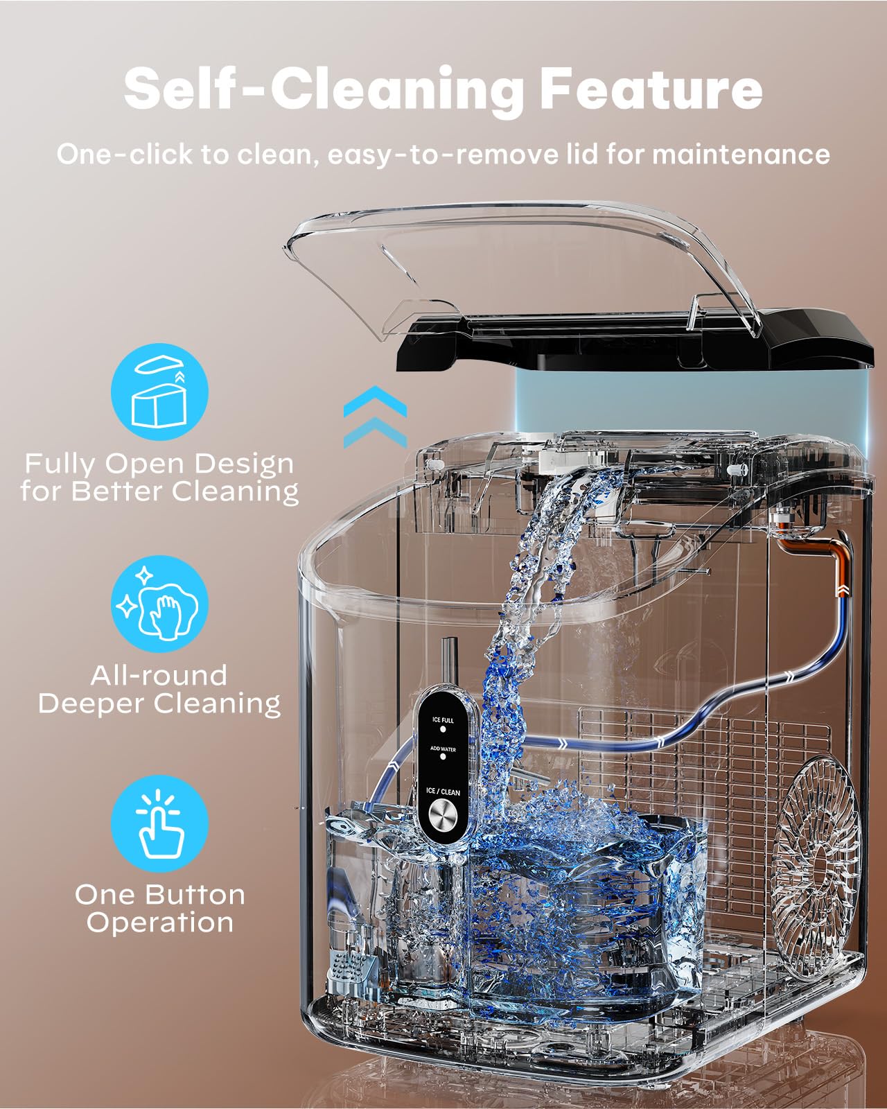 Nugget Ice Maker Countertop, Silonn Chewable Pellet Ice Machine with Self-Cleanin Function, 36lbs/24H Portable Ice Makers for Home Kitchen Officce, Black
