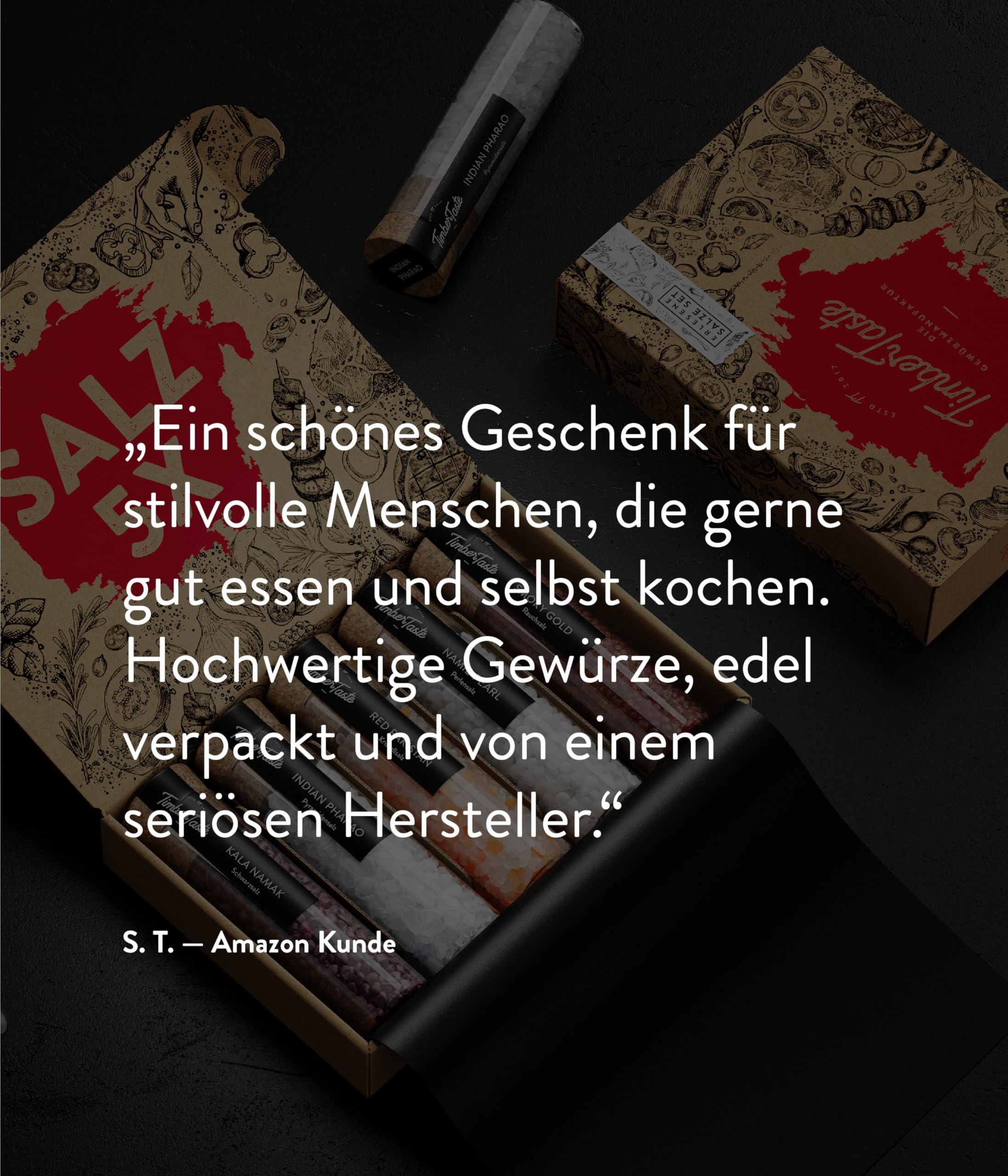 TIMBER TASTE® Grillgewürze Geschenkset - 5 premium BBQ Gewürze Rubs & Marinaden in edler Geschenkbox | Geschenke für Männer | Vatertag Geschenk | Gewürze Geschenkset ideal zum Grillen Geschenk Set