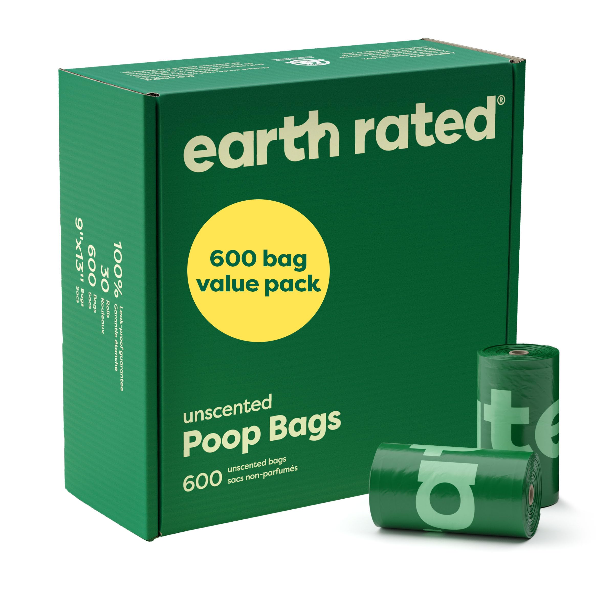 Earth Rated Hundekotbeutel, garantiert auslaufsichere und extra dicke Abfallsäcke als Nachfüllrollen für Hunde, Lavendelduft, 270 Stück