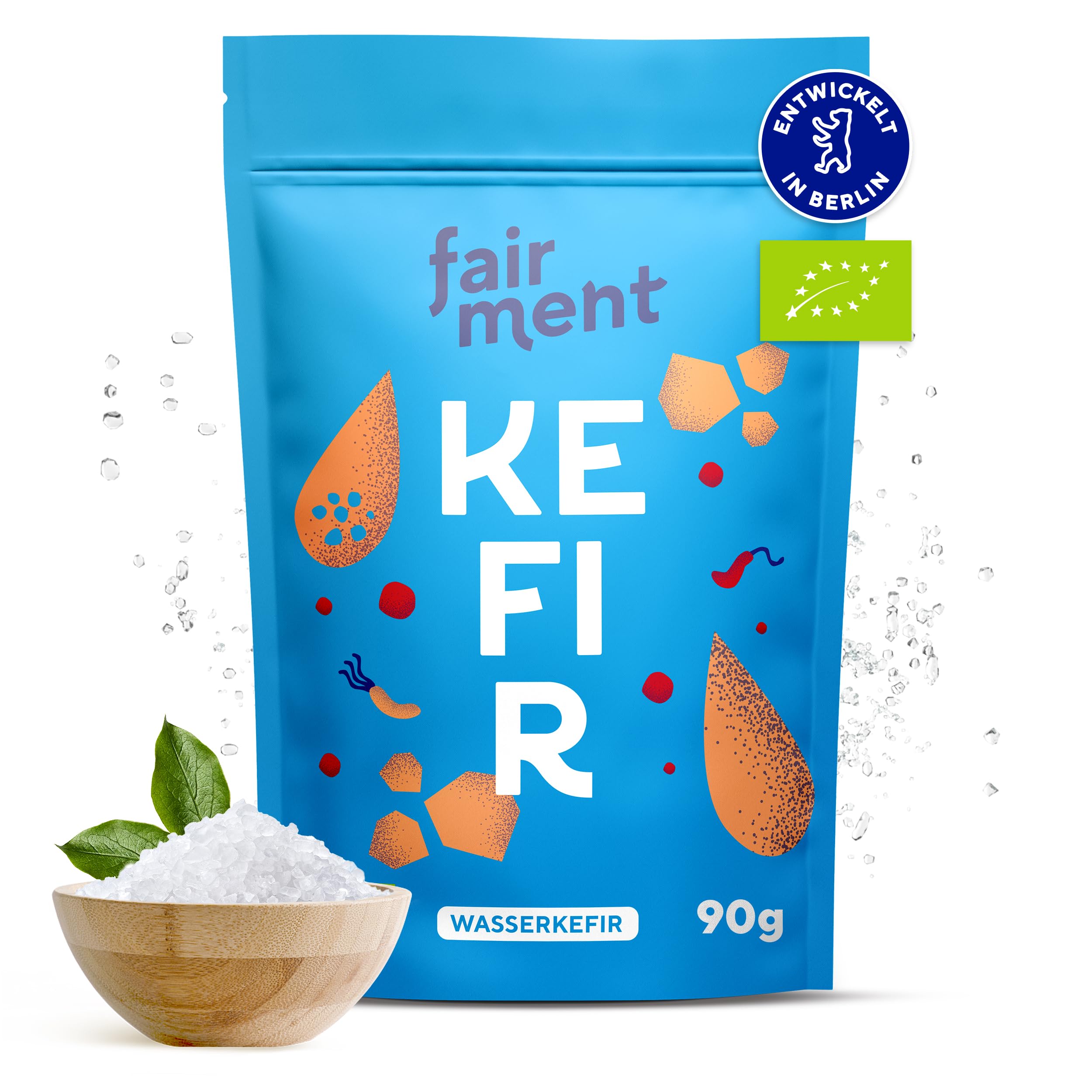 Fairment® - Original Bio Wasserkefir Kristalle Starterkulturen für unendlich viel Wasser-Kefir mit Anleitung und Erfolgsgarantie (1 Liter (30g Kristalle)