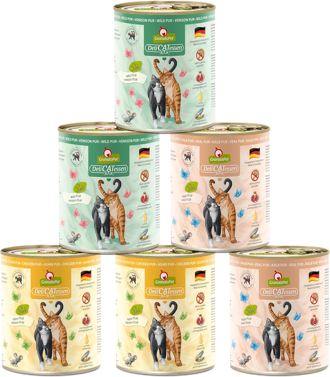 GranataPet DeliCatessen Huhn PUR, Nassfutter für Katzen, Futter ohne Getreide & ohne Zuckerzusätze, Katzenfutter mit hohem Fleischanteil & hochwertigen Ölen, 6 x 400 g