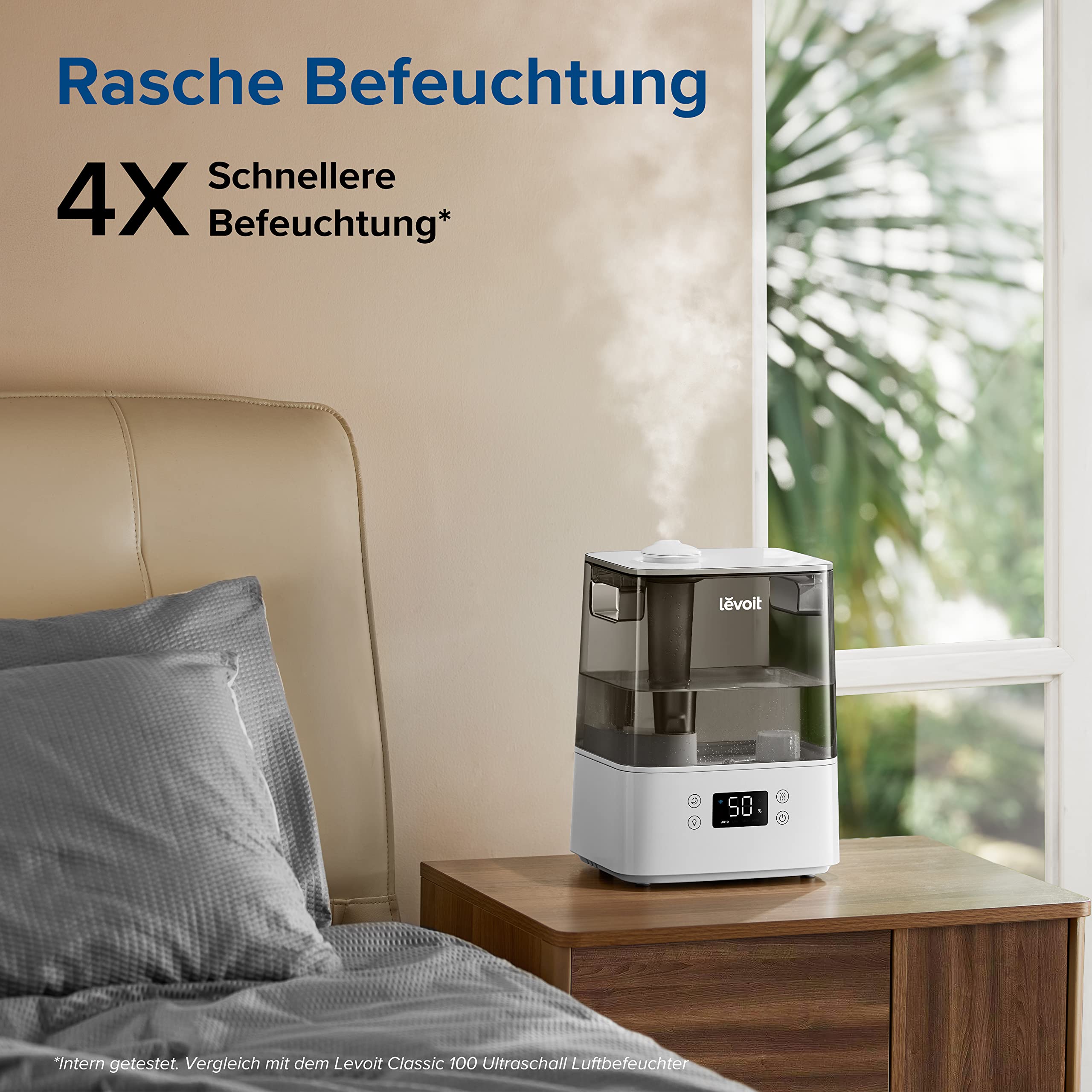 Levoit Luftbefeuchter Schlafzimmer, 23dB leise Humidifier, Top-Fill für Baby, bis 25H, Raumbefeuchter mit 360 grad Drehdüse für Kinderzimmer, Pflanzen, Auto Shut-off, 2,5 L, Weiß