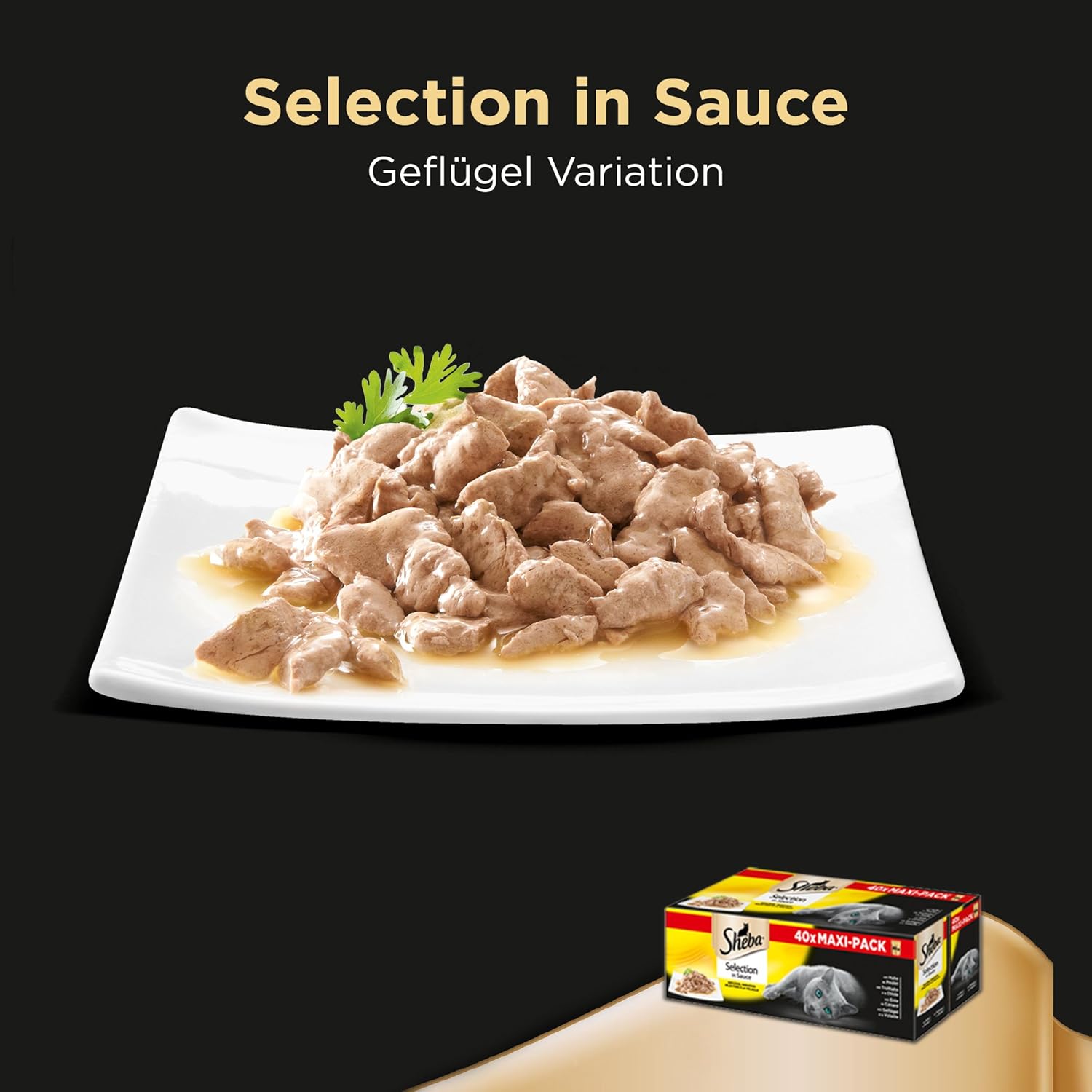 SHEBA Adult Katzenfutter nass - 40x85g Portionsbeutel - Geflügel Variation in Sauce - Nassfutter für Katzen - 1 Großpackung