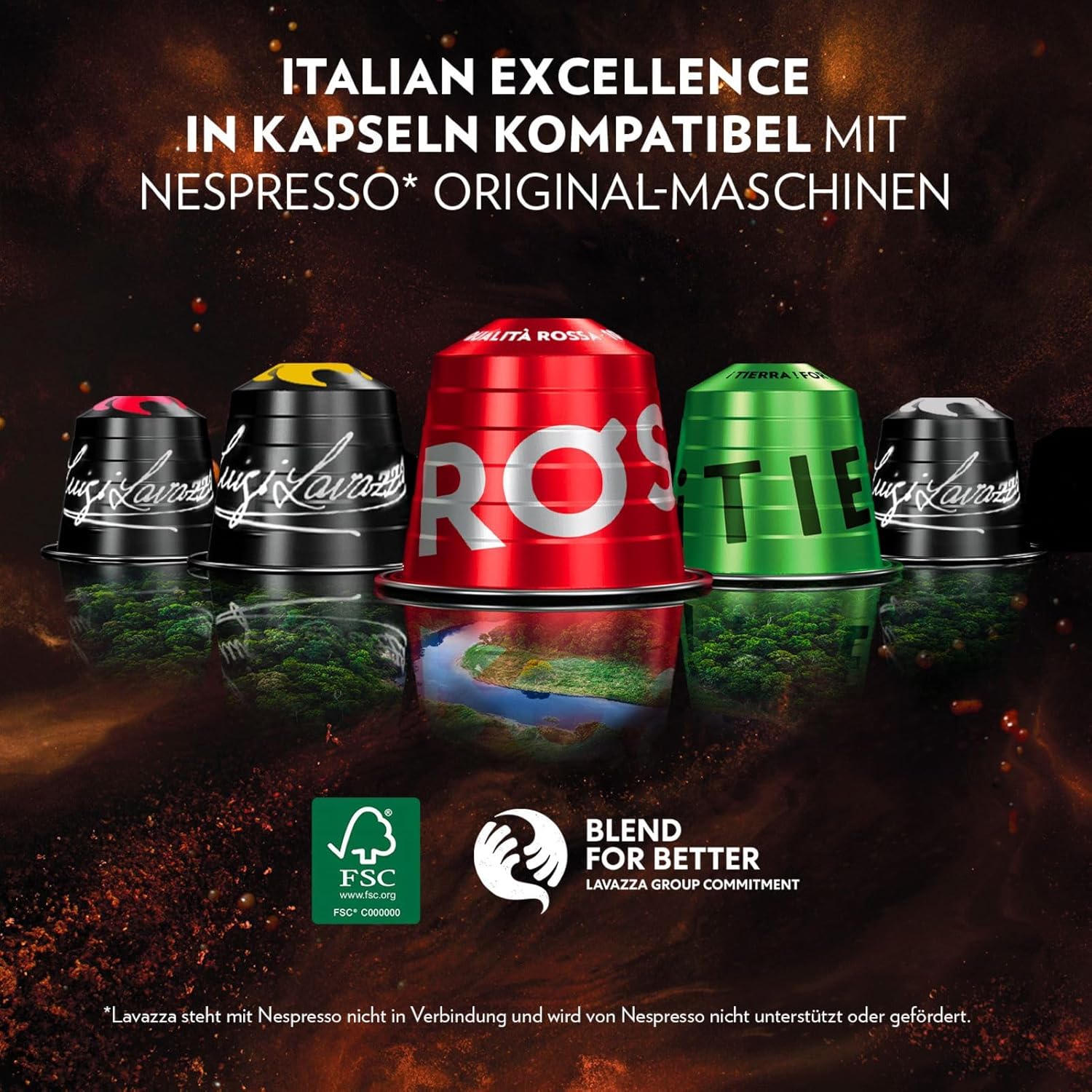 Lavazza Espresso Qualita Rossa , vollmundiger und ausgewogener Espresso, 30 Kapseln, Nespresso kompatibel