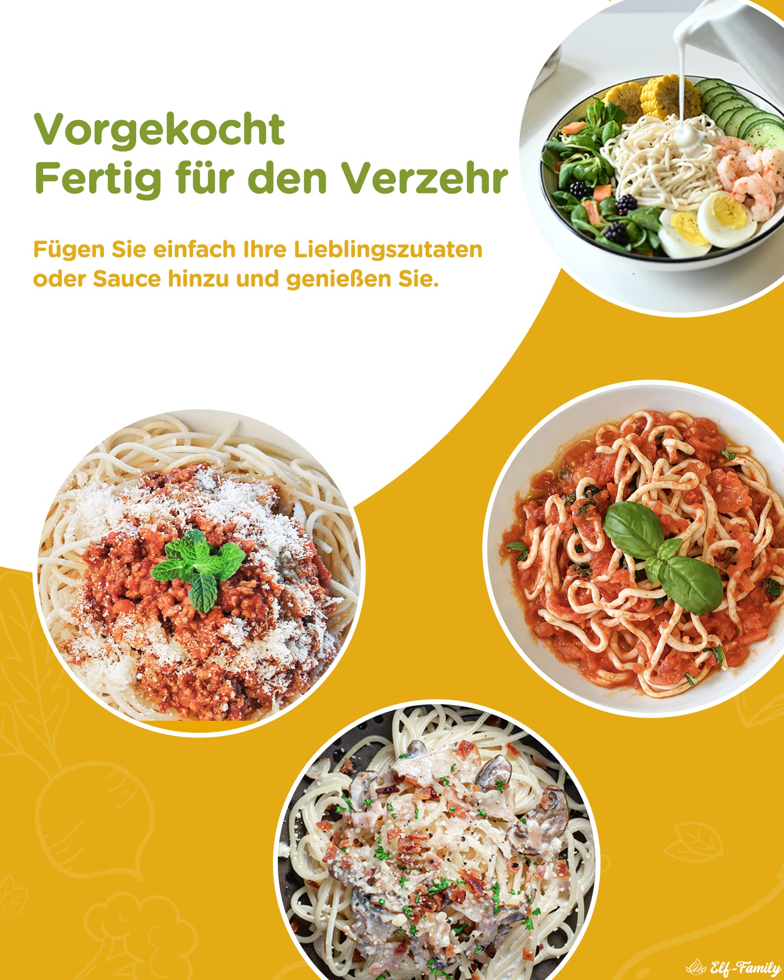 Premium Konjak Nudeln aus Thailand Vegan Glutenfrei-240gx 6er Box(12 pack), Elf-Family Shirataki Nudeln Instant Nudeln Pasta/Keto/Low Carb/Kalorienarme/Zuckerfrei -Spaghetti & Fettuccine