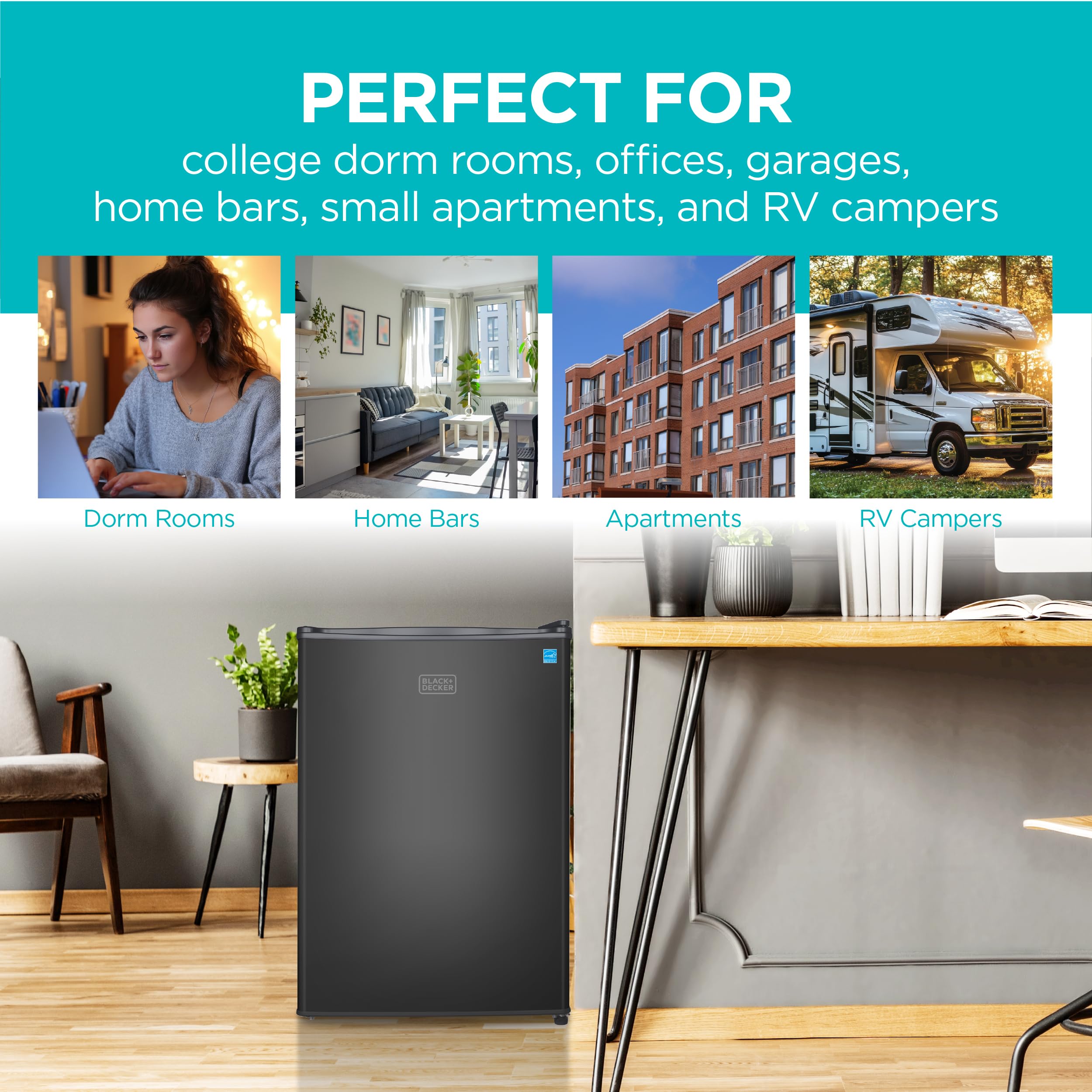 BLACK+DECKER 1.7 Cu. Ft. Compact Refrigerator, ENERGY STAR Certified, Single Door Mini Fridge with Chiller Compartment, Personal Fridge for Home or Dorm Room, R600a Refrigerant, BCRK17W, White