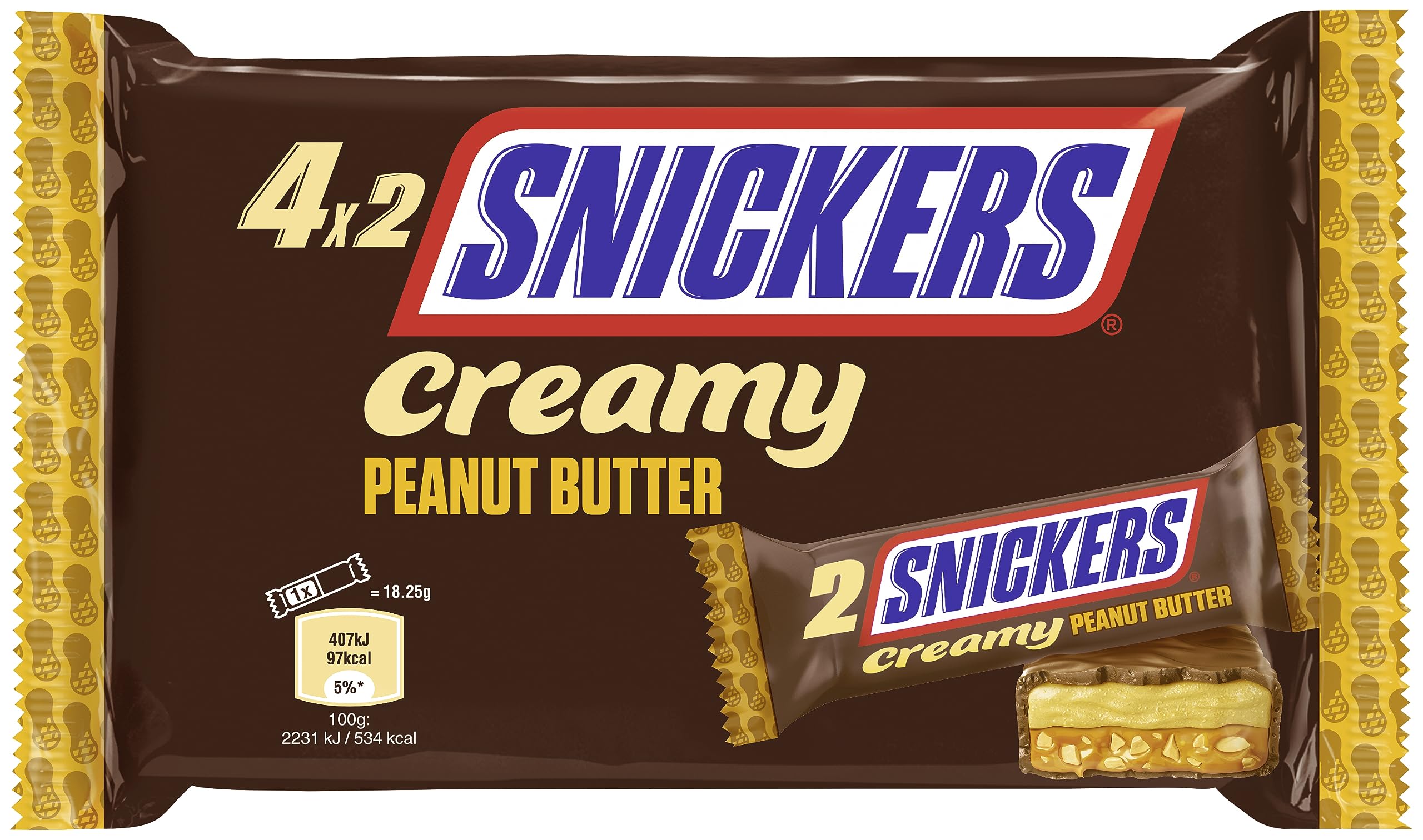 Snickers Creamy Peanut Butter, Schokolade Großpackung, Milchschokolade, Doppelriegel, 24 x 36,5g