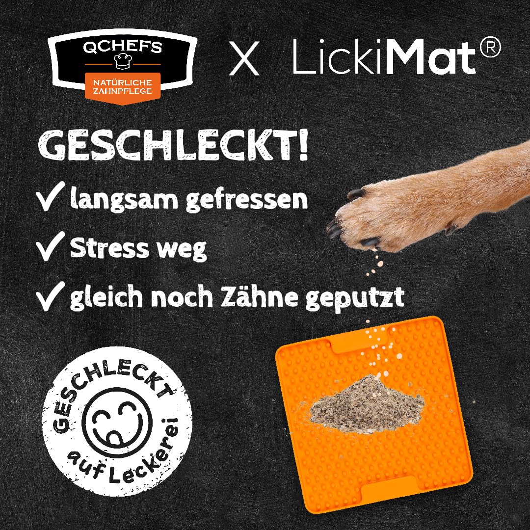 QCHEFS 2er Pack Großpackung Papie Zahnputzflocken für große Hunde - Zahnpflege Hund, ohne Dentalspray für Hunde, Zahnsteinentferner & Mundgeruch Kontrolle, Ideal für Hunde von der Schleckmatte