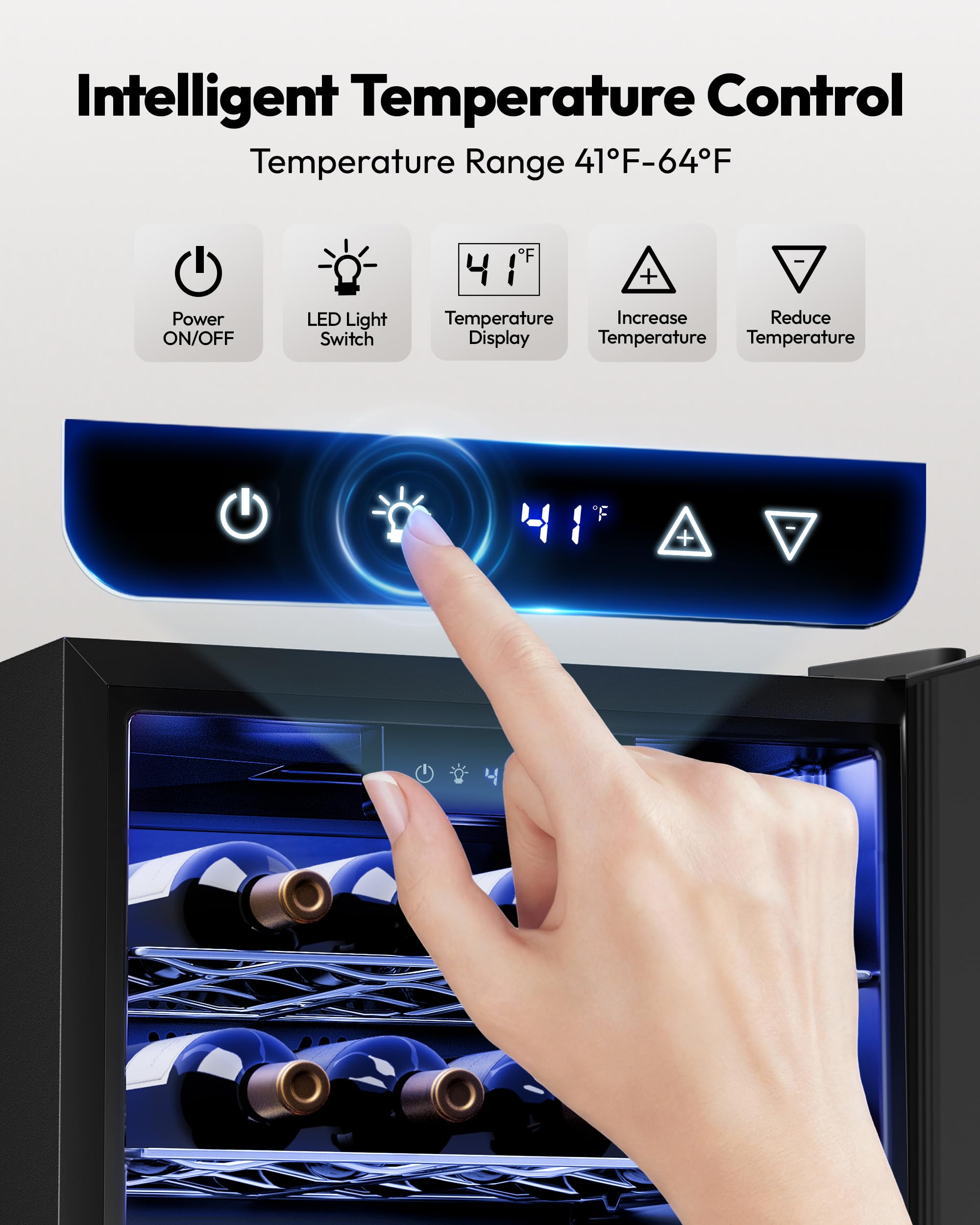 EUHOMY 25 bottle Wine Cooler Refrigerator, Freestanding Compressor Wine Fridge with Adjustable Temperature and Digital Control, Mini Fridge with Glass Door for Red White Wine, Beer, Black