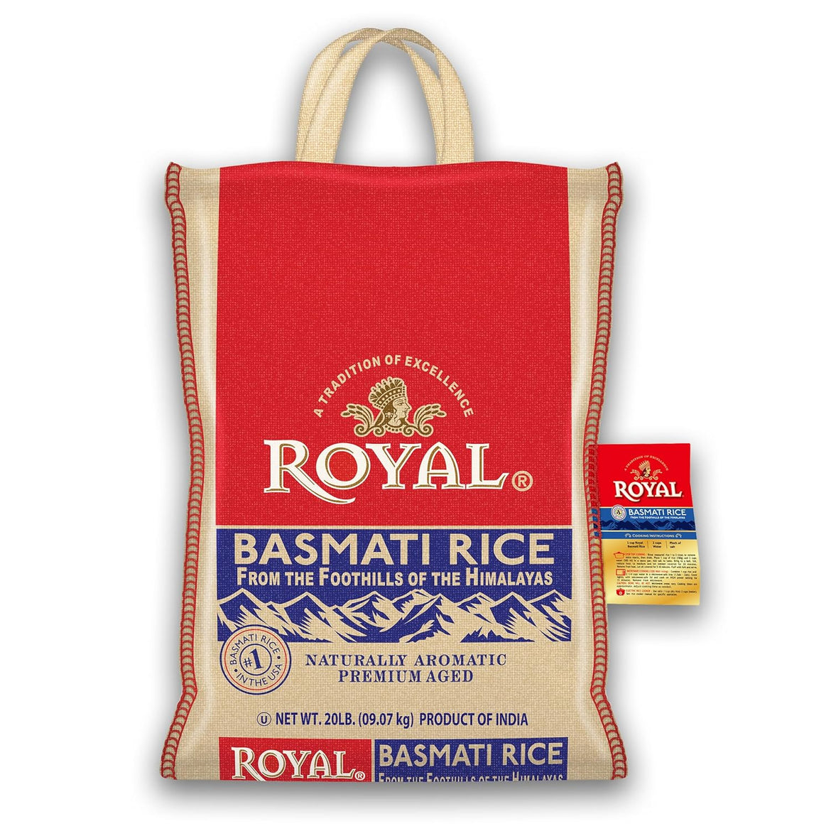 Royal - Naturally Aged Authentic Long Grain Indian White Basmati Rice - 10 Pounds (2 x 5 Pound Bag)