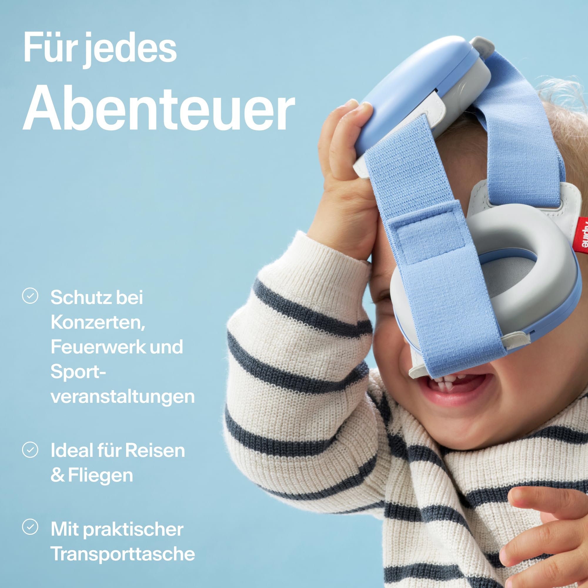 Alpine Muffy Baby Classic - Gehörschutz für Babys - Verstellbares ANTI-SLIP-Kopfband bis 48 Monate - In Deutschland auf Sicherheit getestet - Lärmschutz Kopfhörer verhindert Gehörschäden, Schwarz