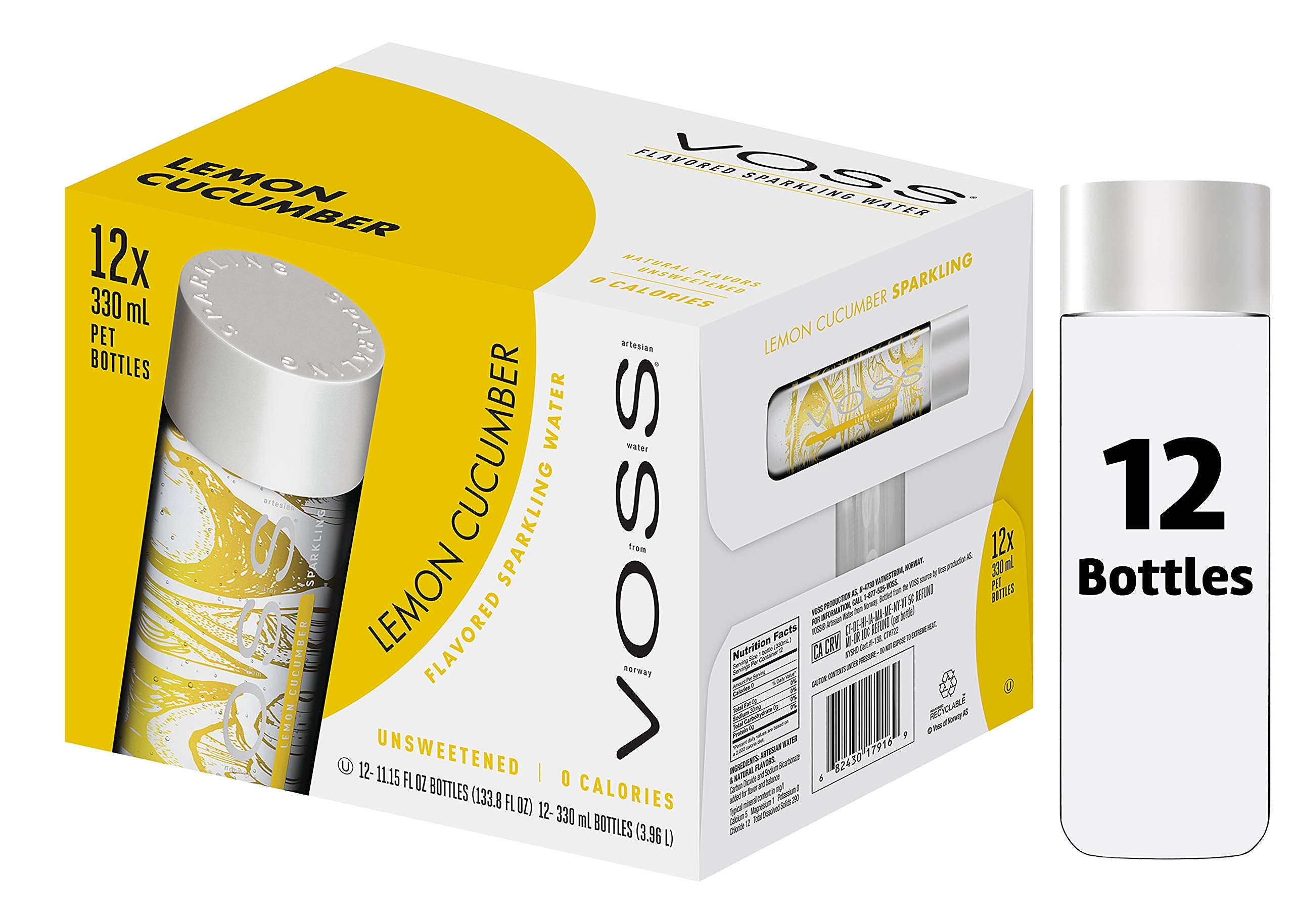 Voss Artesische Lime Mint Sparkling nach Honig Wasser (375 ml) Glas Flasche – 12 Pack