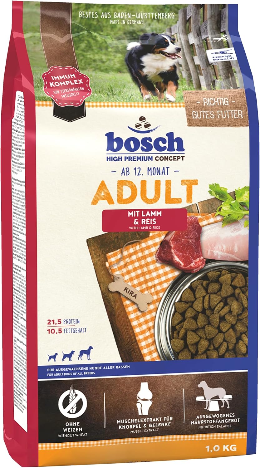 bosch HPC Adult mit Lamm & Reis | Hundetrockenfutter für ausgewachsene Hunde aller Rassen | 1 x 15 kg