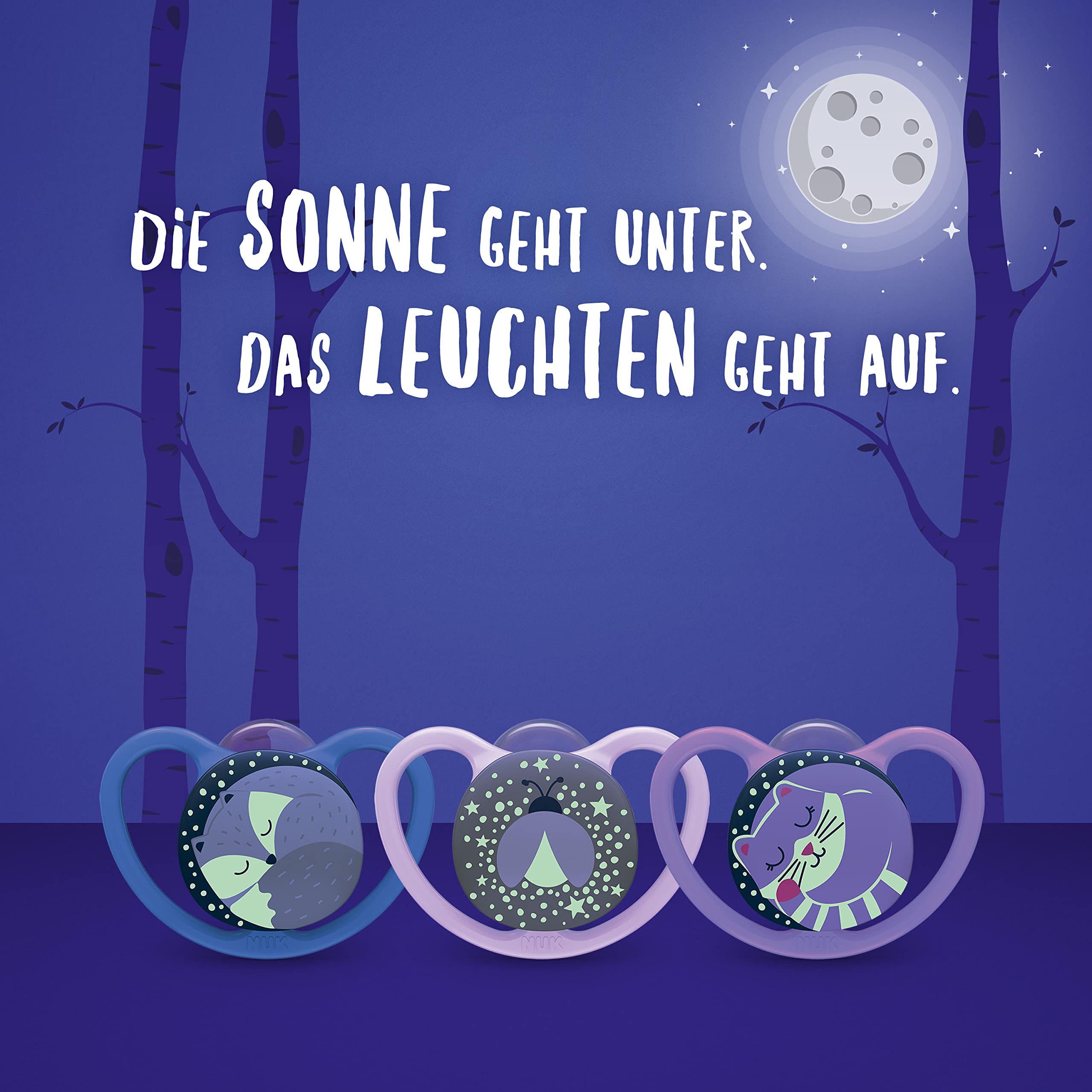 NUK Perfect Match Air Day & Night Baby-Schnuller | 0-6 Monate | Leuchtende Schnuller, die Luftzirkulation fördern & Speichelrash verhindern | 95% Baby-Akzeptanz** | Sortiert | 4 Stück
