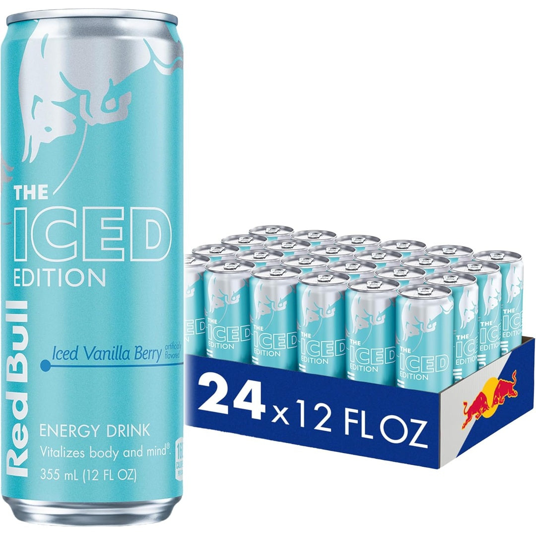 Red Bull Iced Vanilla Berry Energy Drink, with 114mg Caffeine plus Taurine & B Vitamins, 12 Fl Oz, Pack of 24 Cans
